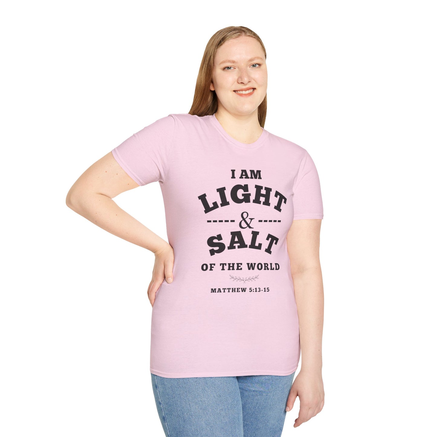 Inspirational Unisex Softstyle T-Shirt - 'I Am Light & Salt of the World'