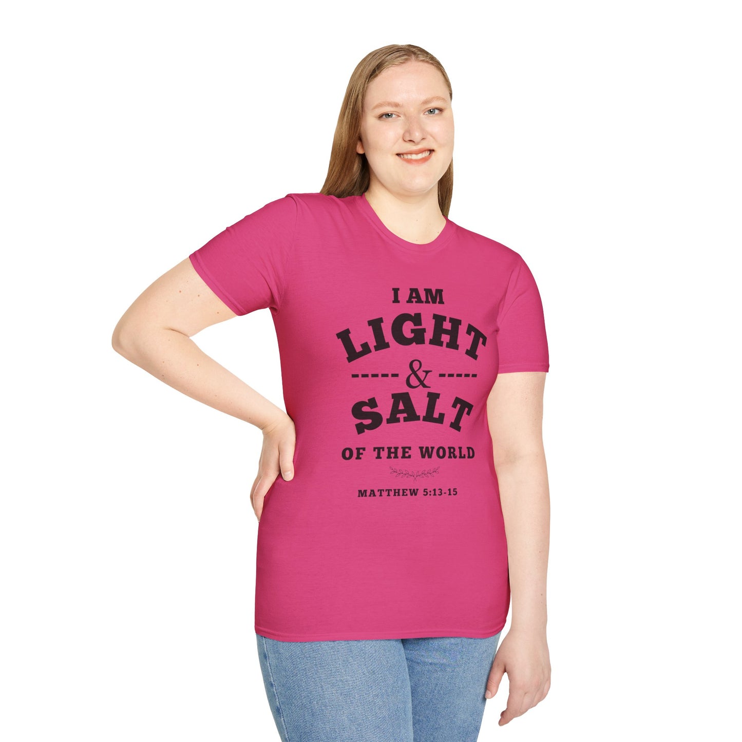 Inspirational Unisex Softstyle T-Shirt - 'I Am Light & Salt of the World'