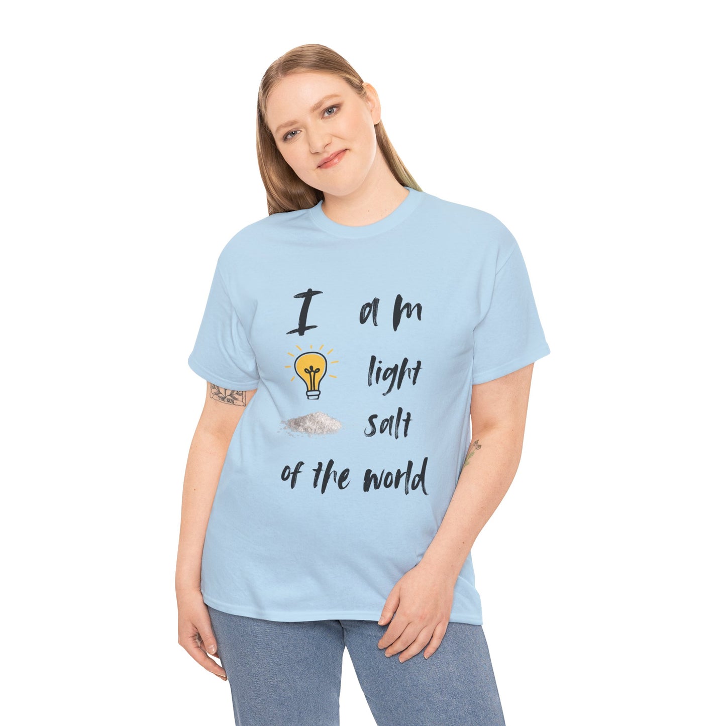 Inspirational Unisex Heavy Cotton Tee - "I Am Light, Salt of the World"