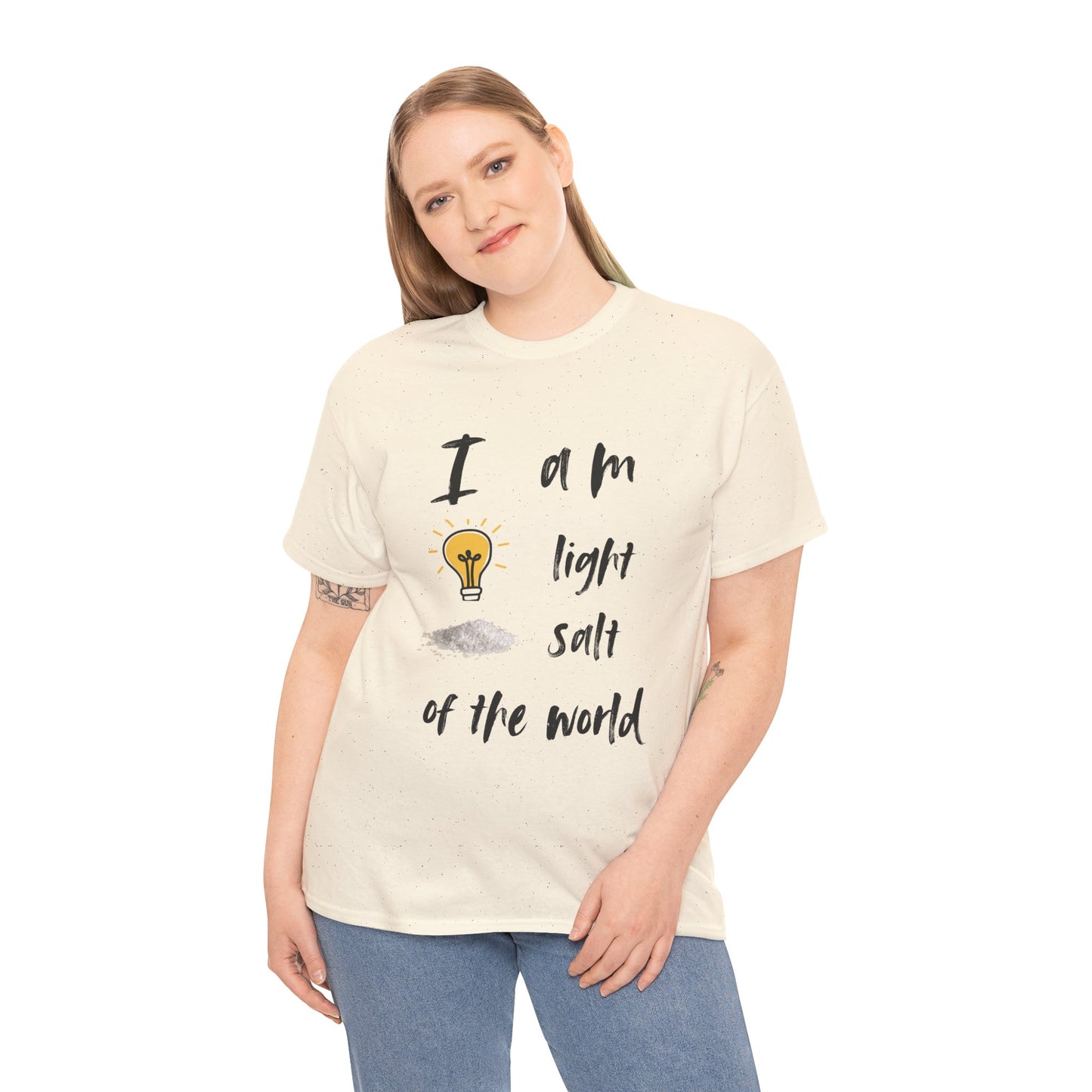 Inspirational Unisex Heavy Cotton Tee - "I Am Light, Salt of the World"