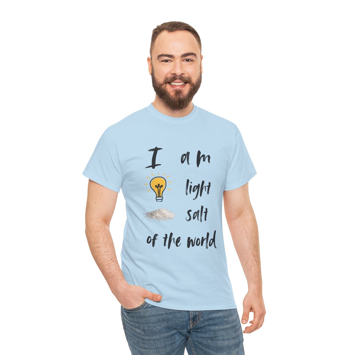 Inspirational Unisex Heavy Cotton Tee - "I Am Light, Salt of the World"