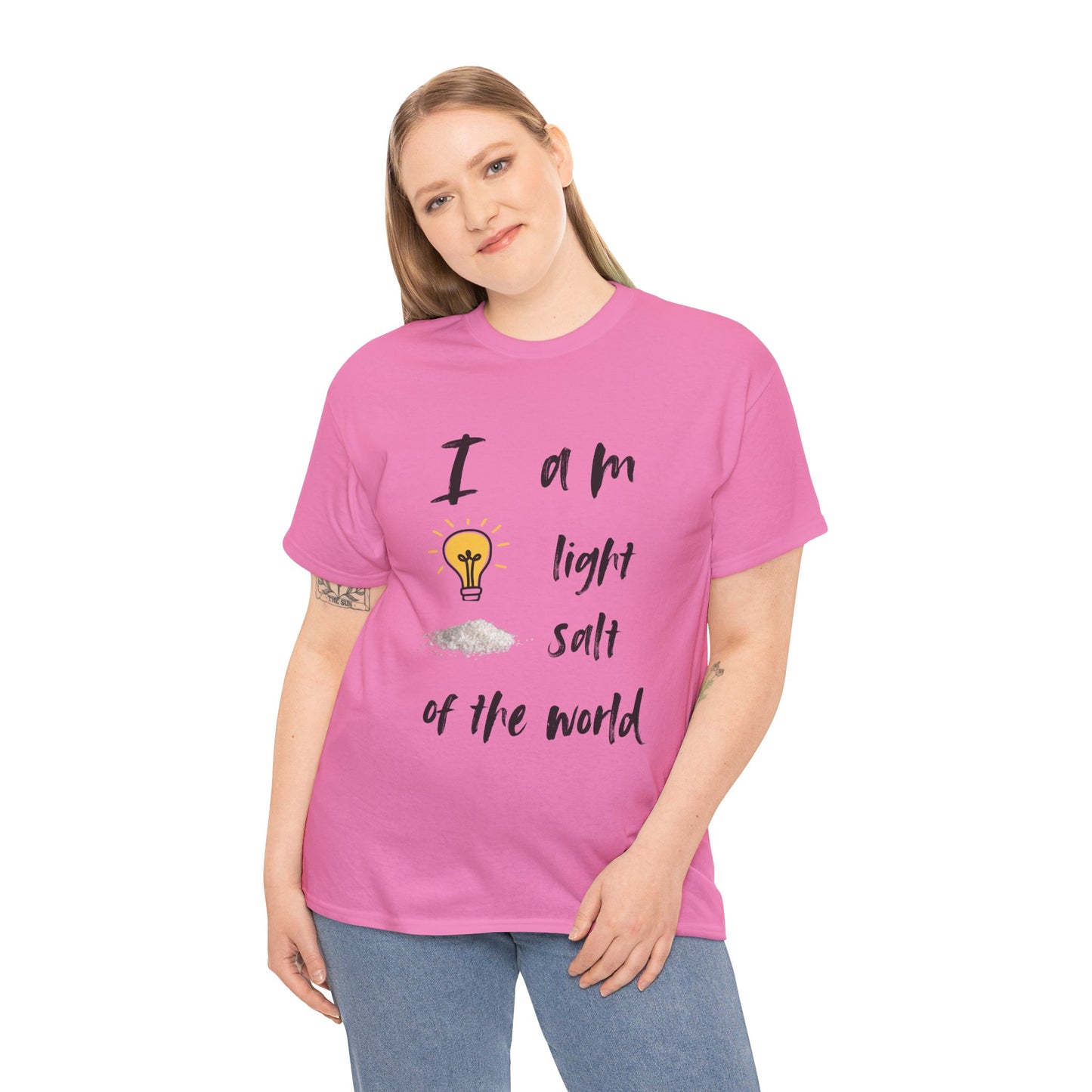 Inspirational Unisex Heavy Cotton Tee - "I Am Light, Salt of the World"