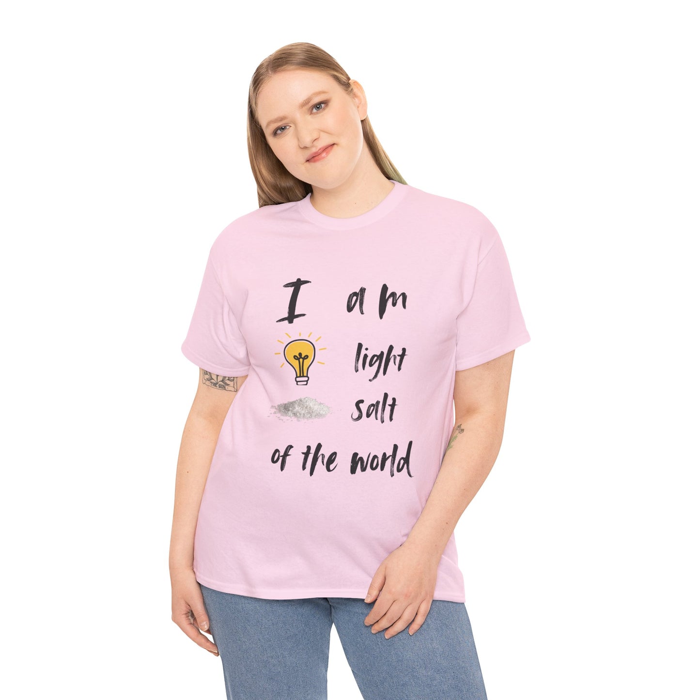 Inspirational Unisex Heavy Cotton Tee - "I Am Light, Salt of the World"