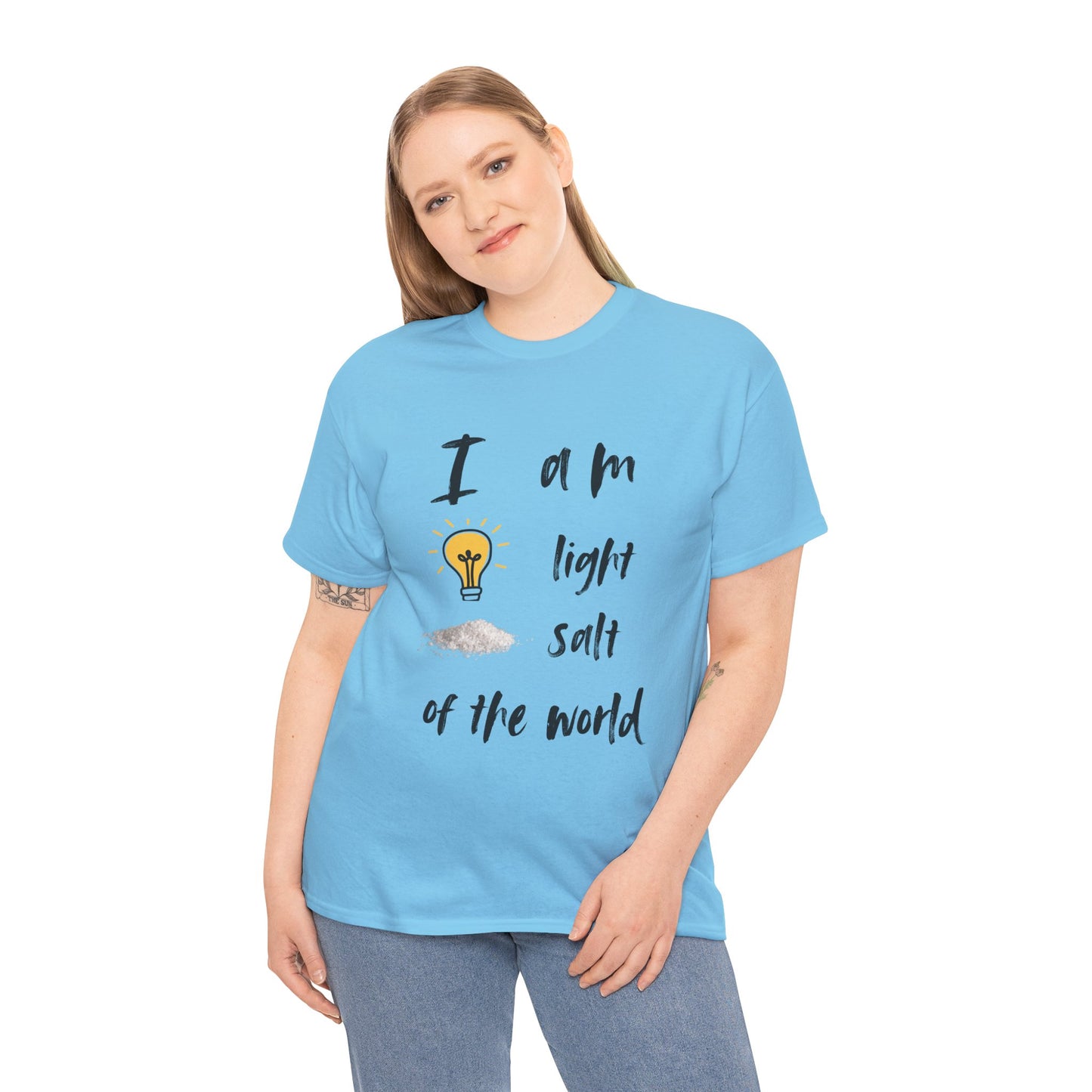 Inspirational Unisex Heavy Cotton Tee - "I Am Light, Salt of the World"