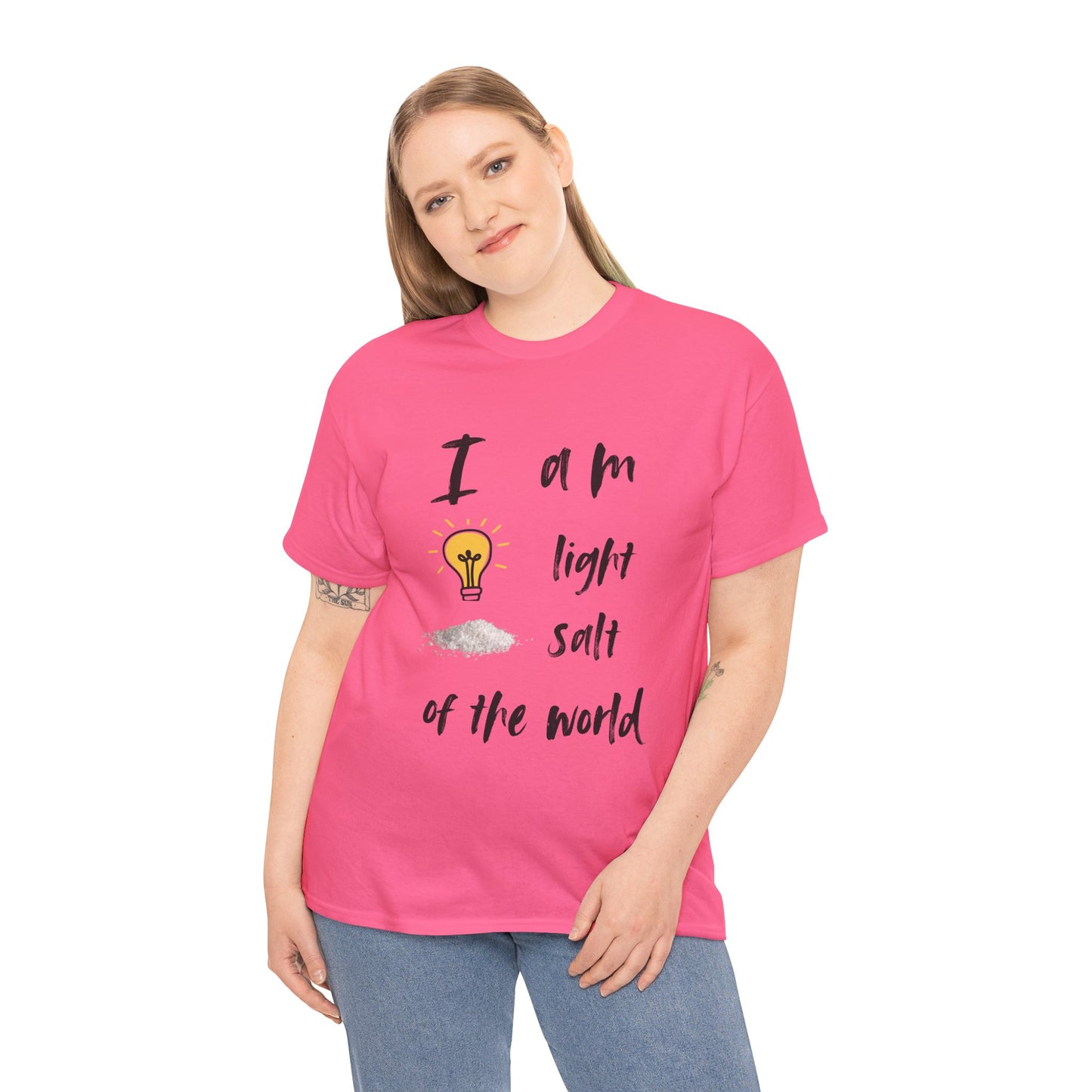 Inspirational Unisex Heavy Cotton Tee - "I Am Light, Salt of the World"