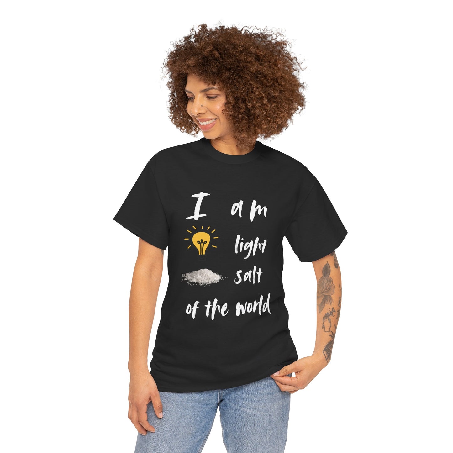 Inspirational Unisex Heavy Cotton Tee - I Am Light & Salt of the World