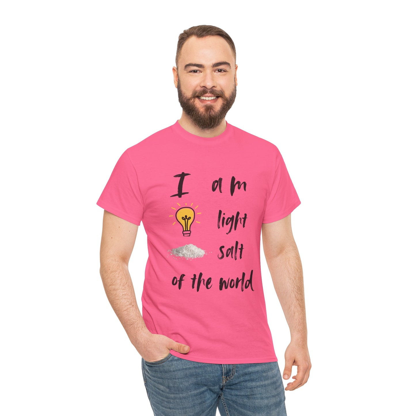 Inspirational Unisex Heavy Cotton Tee - "I Am Light, Salt of the World"