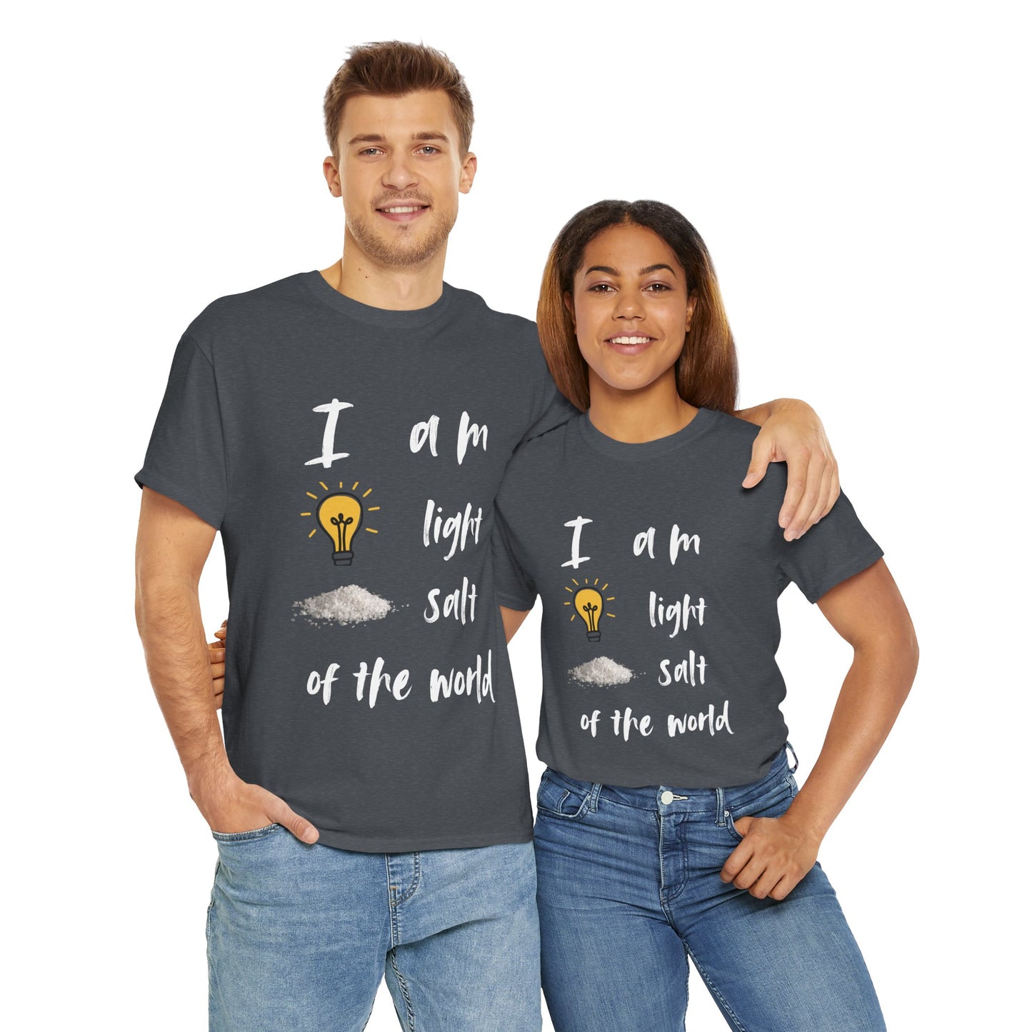 Inspirational Unisex Heavy Cotton Tee - I Am Light & Salt of the World