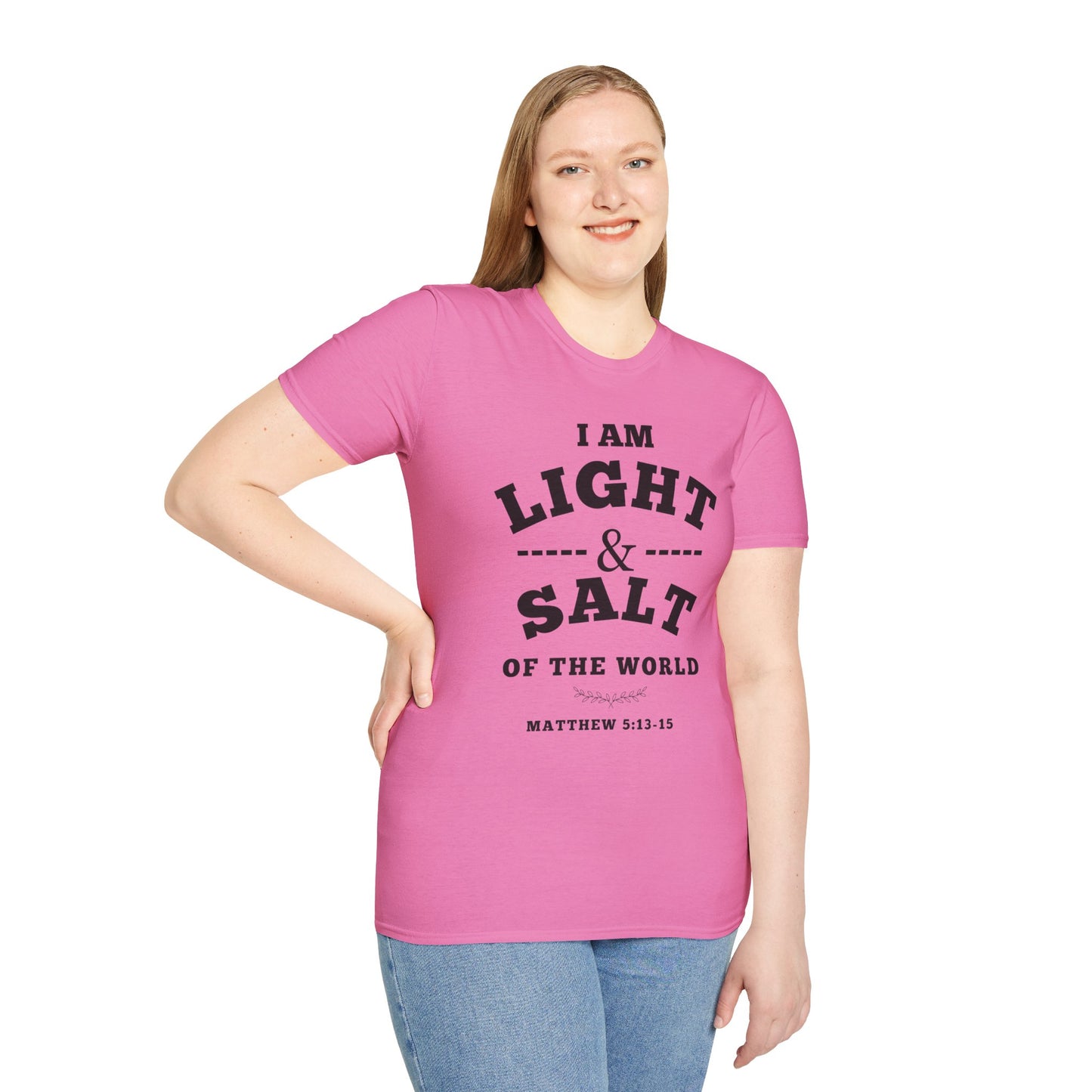 Inspirational Unisex Softstyle T-Shirt - 'I Am Light & Salt of the World'