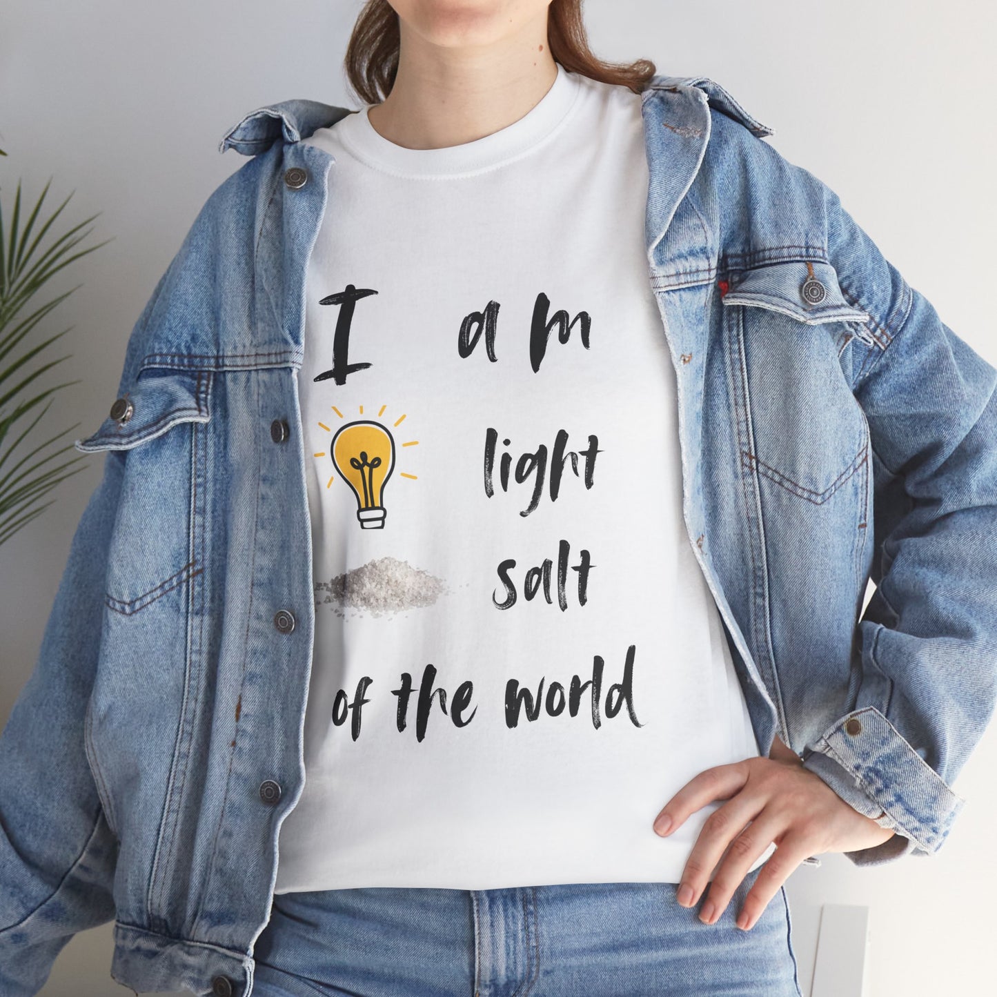 Inspirational Unisex Heavy Cotton Tee - "I Am Light, Salt of the World"