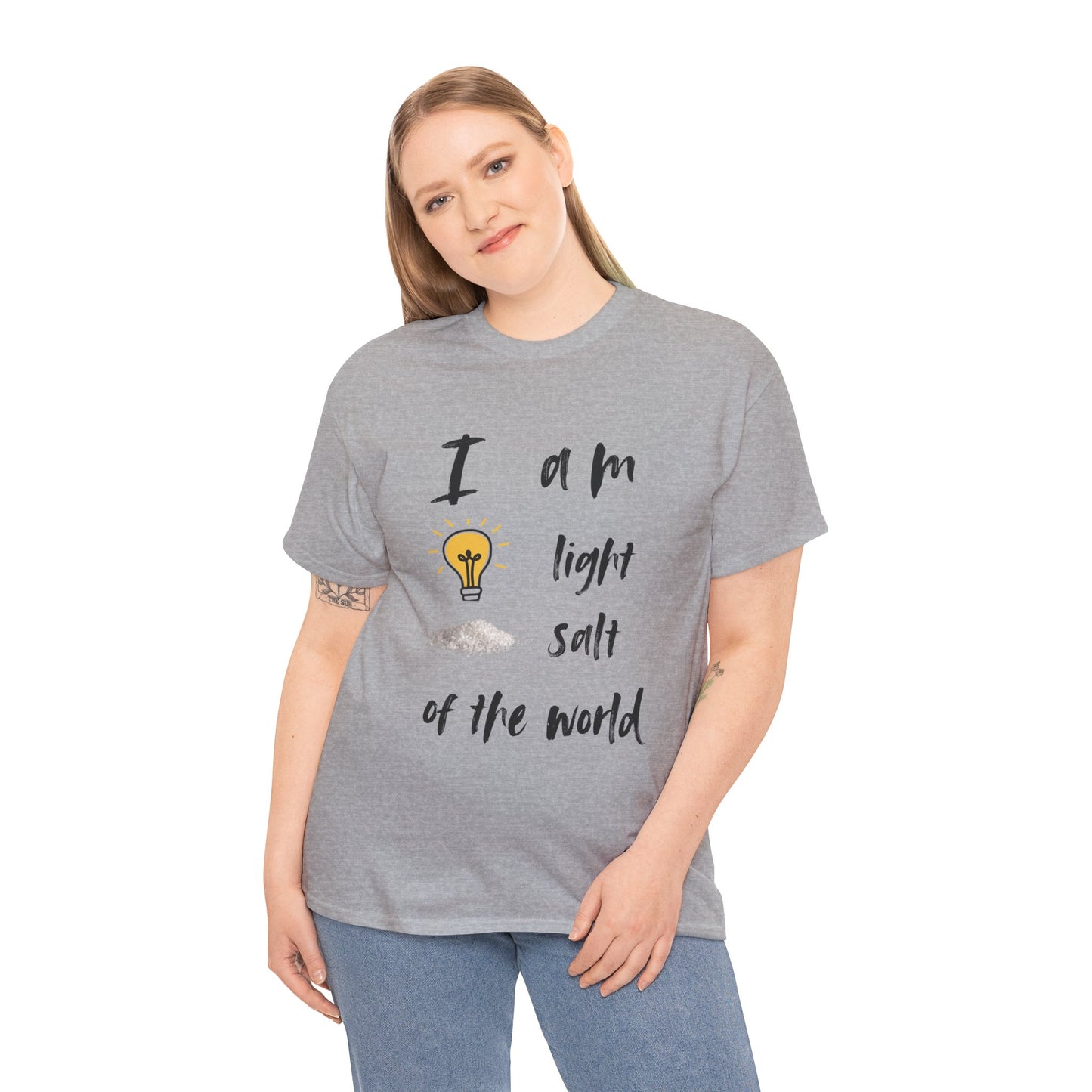 Inspirational Unisex Heavy Cotton Tee - "I Am Light, Salt of the World"