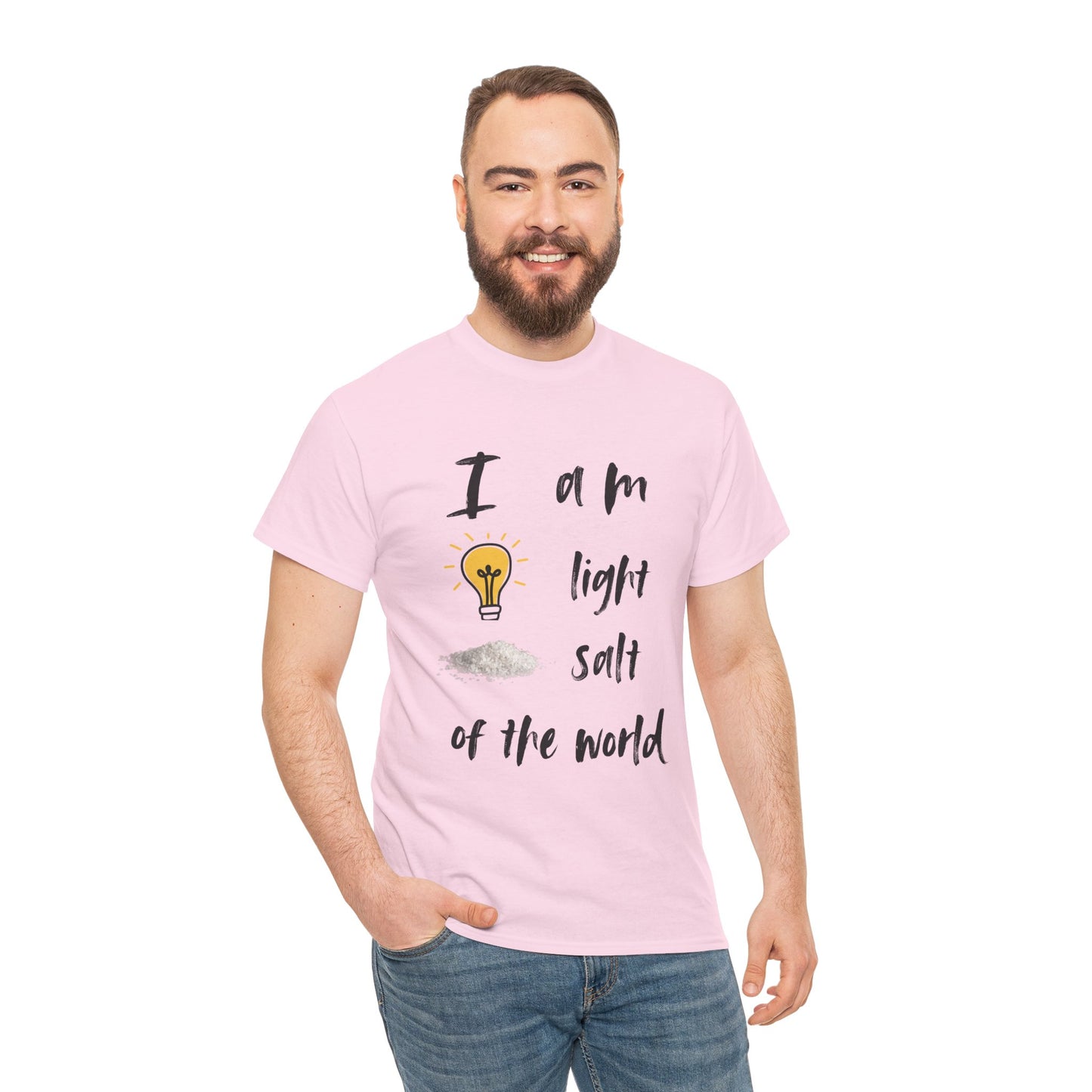 Inspirational Unisex Heavy Cotton Tee - "I Am Light, Salt of the World"