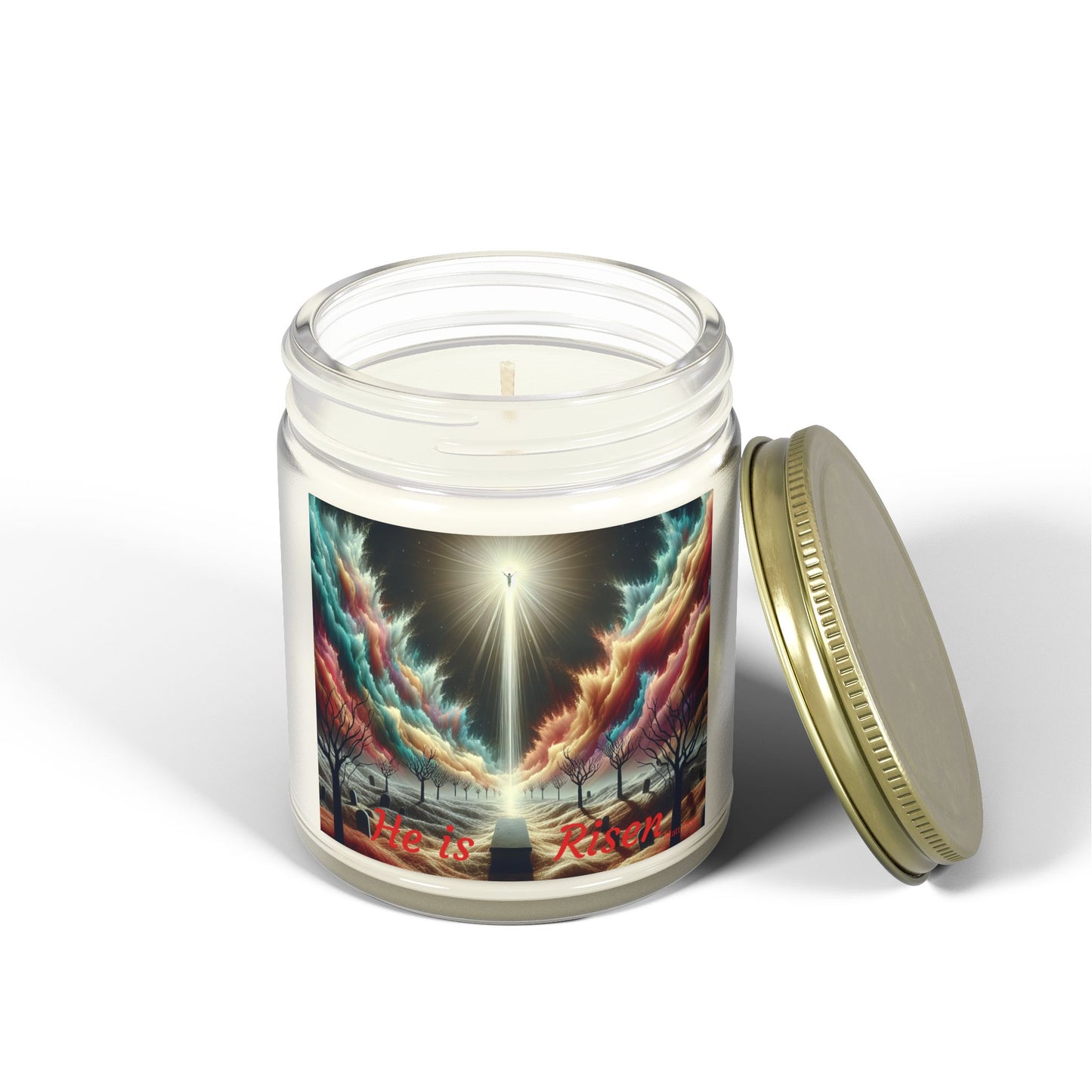 HE IS RISEN - SCENTED CANDLE, made from Coconut Apricot Wax, 4oz & 9oz