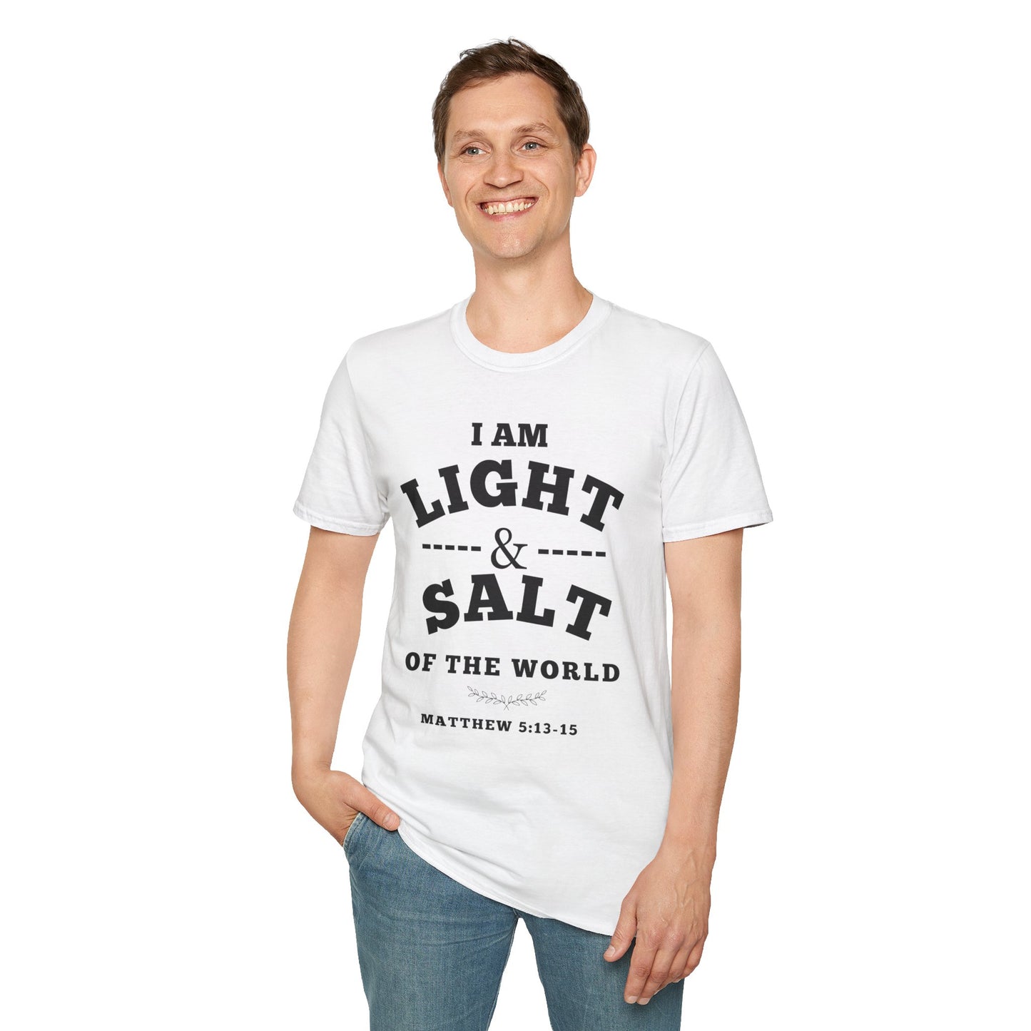 Inspirational Unisex Softstyle T-Shirt - 'I Am Light & Salt of the World'