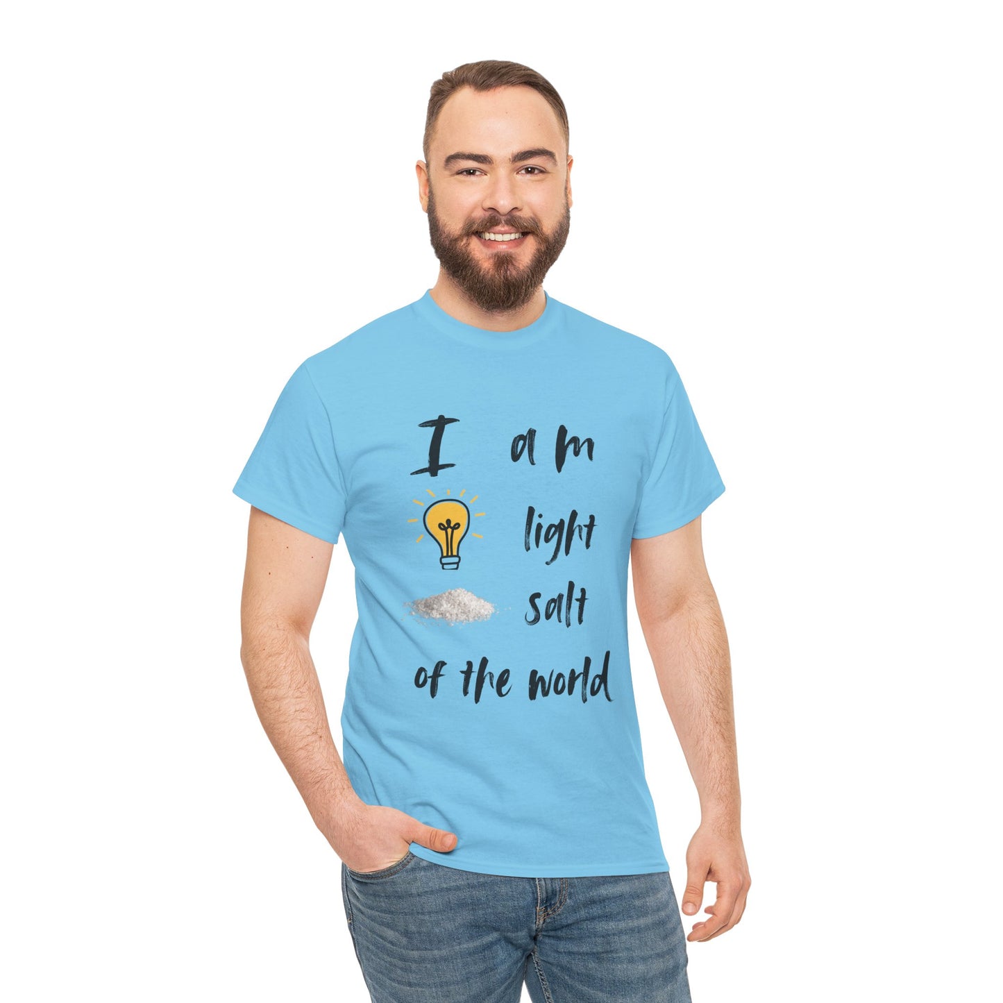 Inspirational Unisex Heavy Cotton Tee - "I Am Light, Salt of the World"