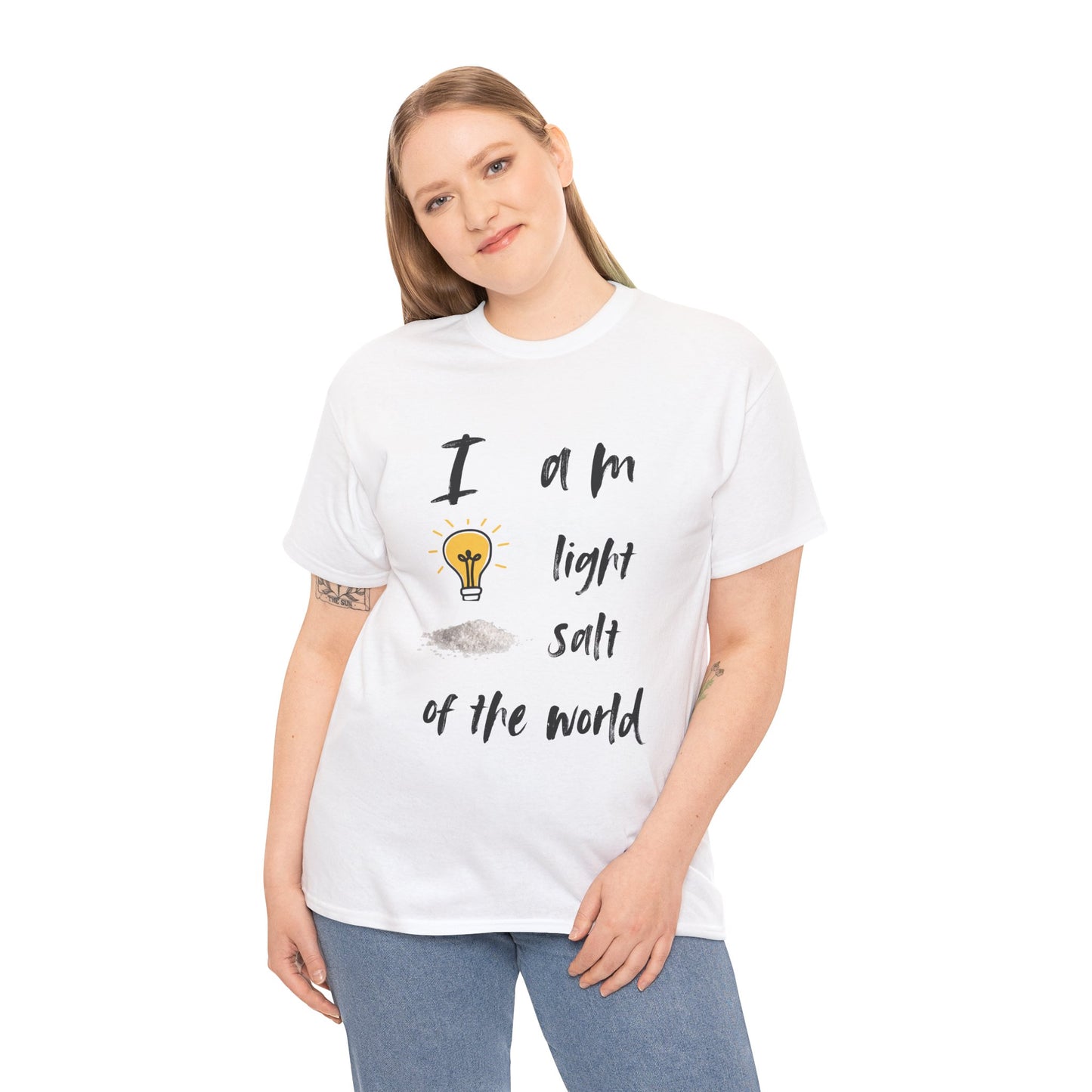 Inspirational Unisex Heavy Cotton Tee - "I Am Light, Salt of the World"