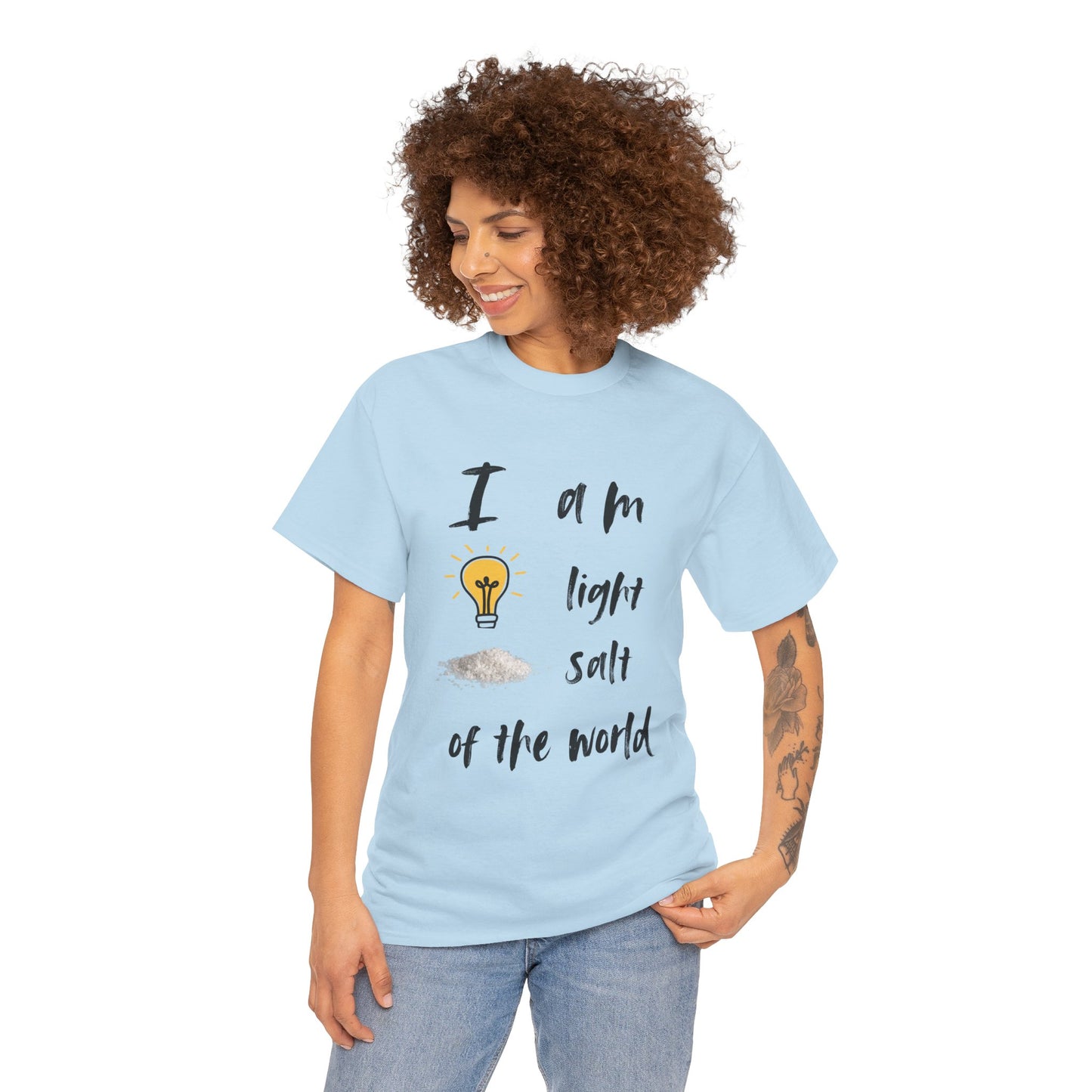 Inspirational Unisex Heavy Cotton Tee - "I Am Light, Salt of the World"