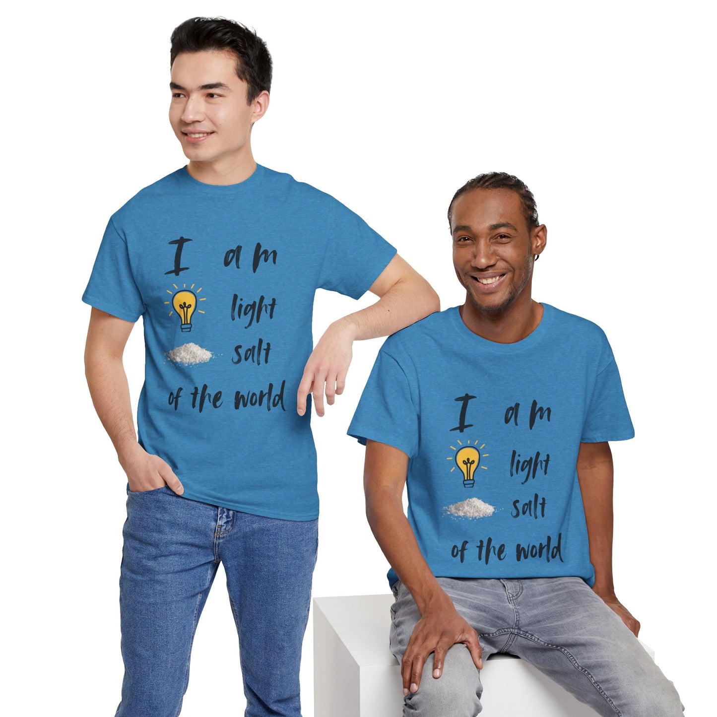 Inspirational Unisex Heavy Cotton Tee - "I Am Light, Salt of the World"