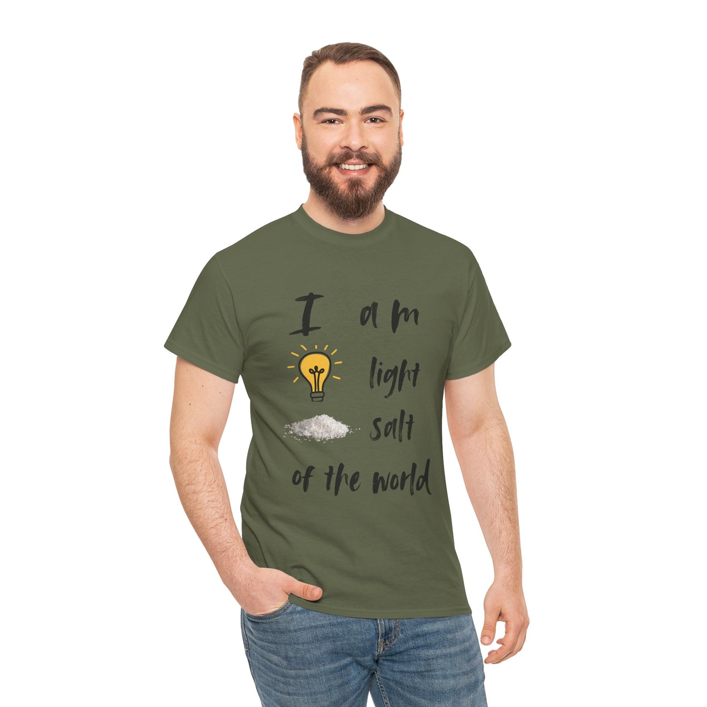 Inspirational Unisex Heavy Cotton Tee - "I Am Light, Salt of the World"