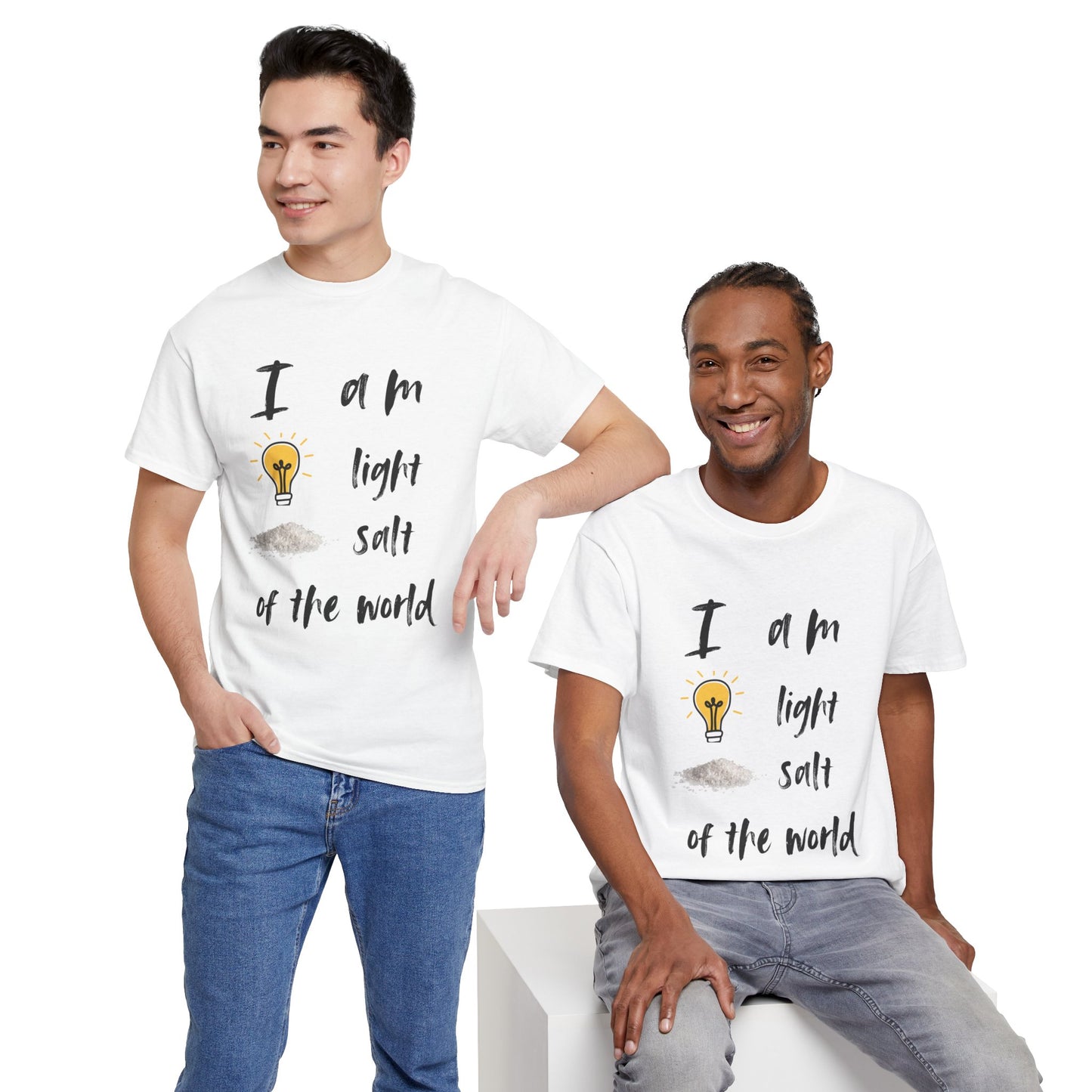 Inspirational Unisex Heavy Cotton Tee - "I Am Light, Salt of the World"