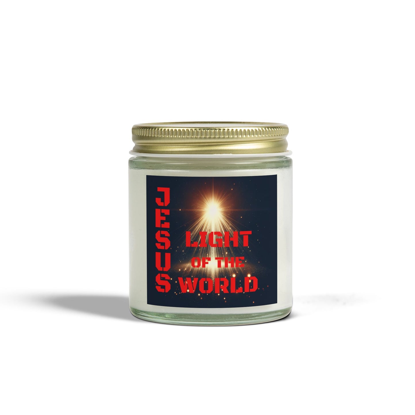 Fragrance your home with JESUS LIGHT OF THE WORLD - SCENTED CANDLE, made from Coconut Apricot Wax (4oz & 9oz)