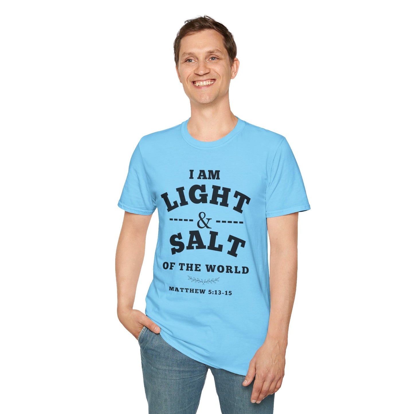 Inspirational Unisex Softstyle T-Shirt - 'I Am Light & Salt of the World'