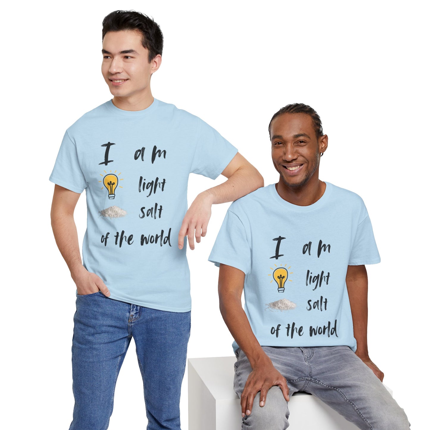 Inspirational Unisex Heavy Cotton Tee - "I Am Light, Salt of the World"