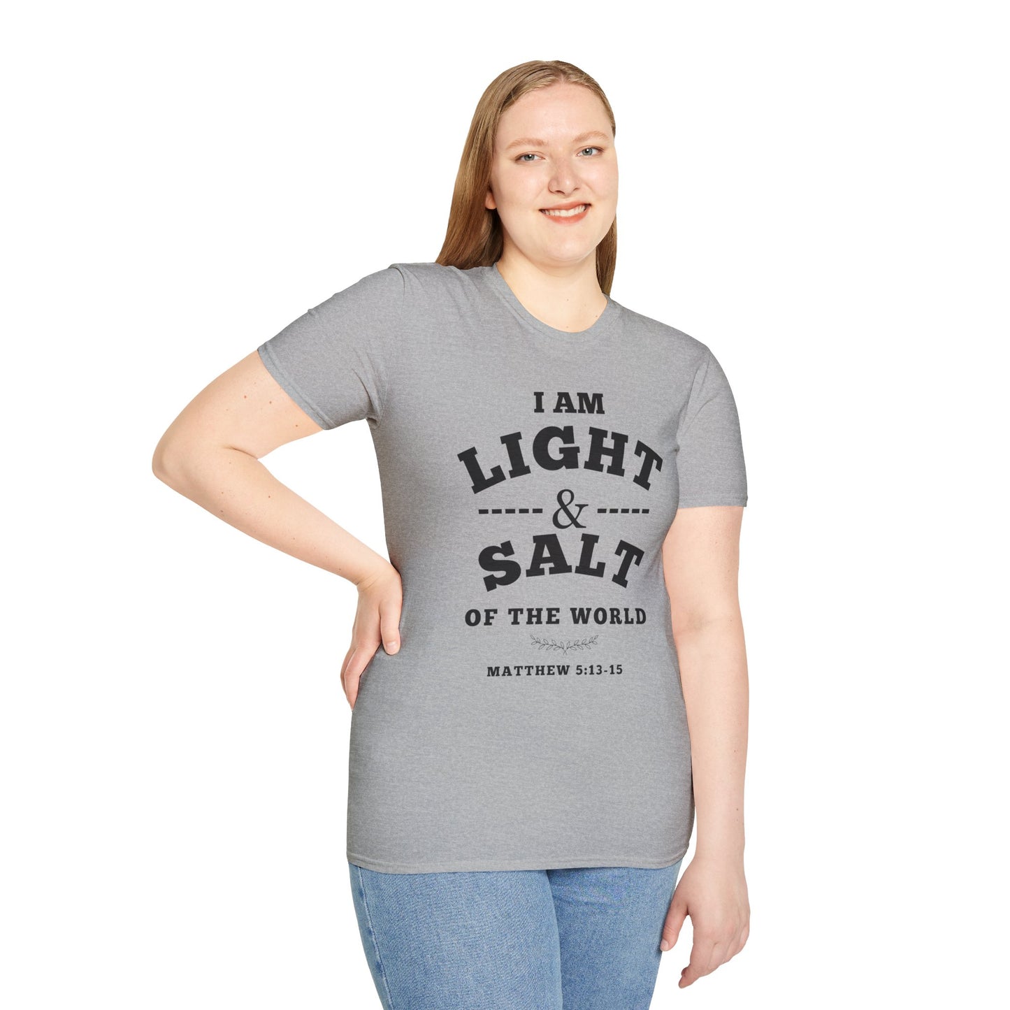 Inspirational Unisex Softstyle T-Shirt - 'I Am Light & Salt of the World'