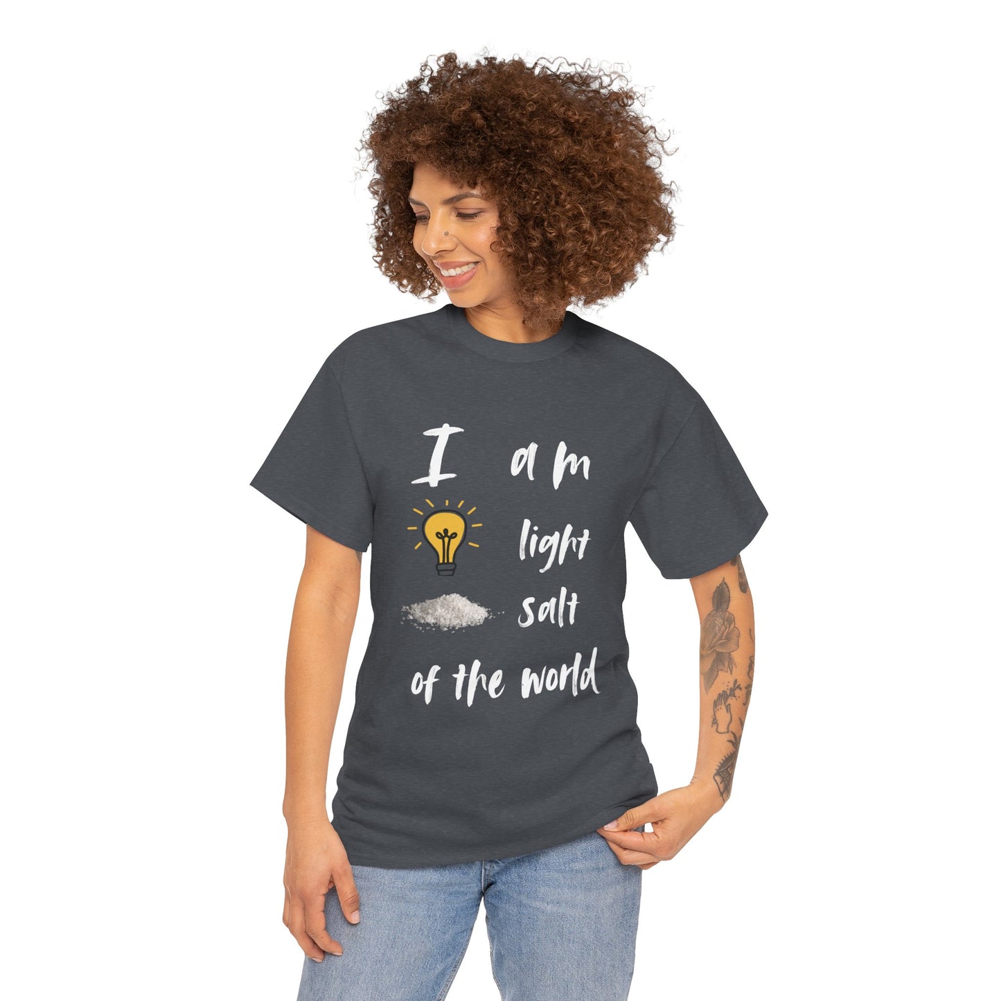 Inspirational Unisex Heavy Cotton Tee - I Am Light & Salt of the World