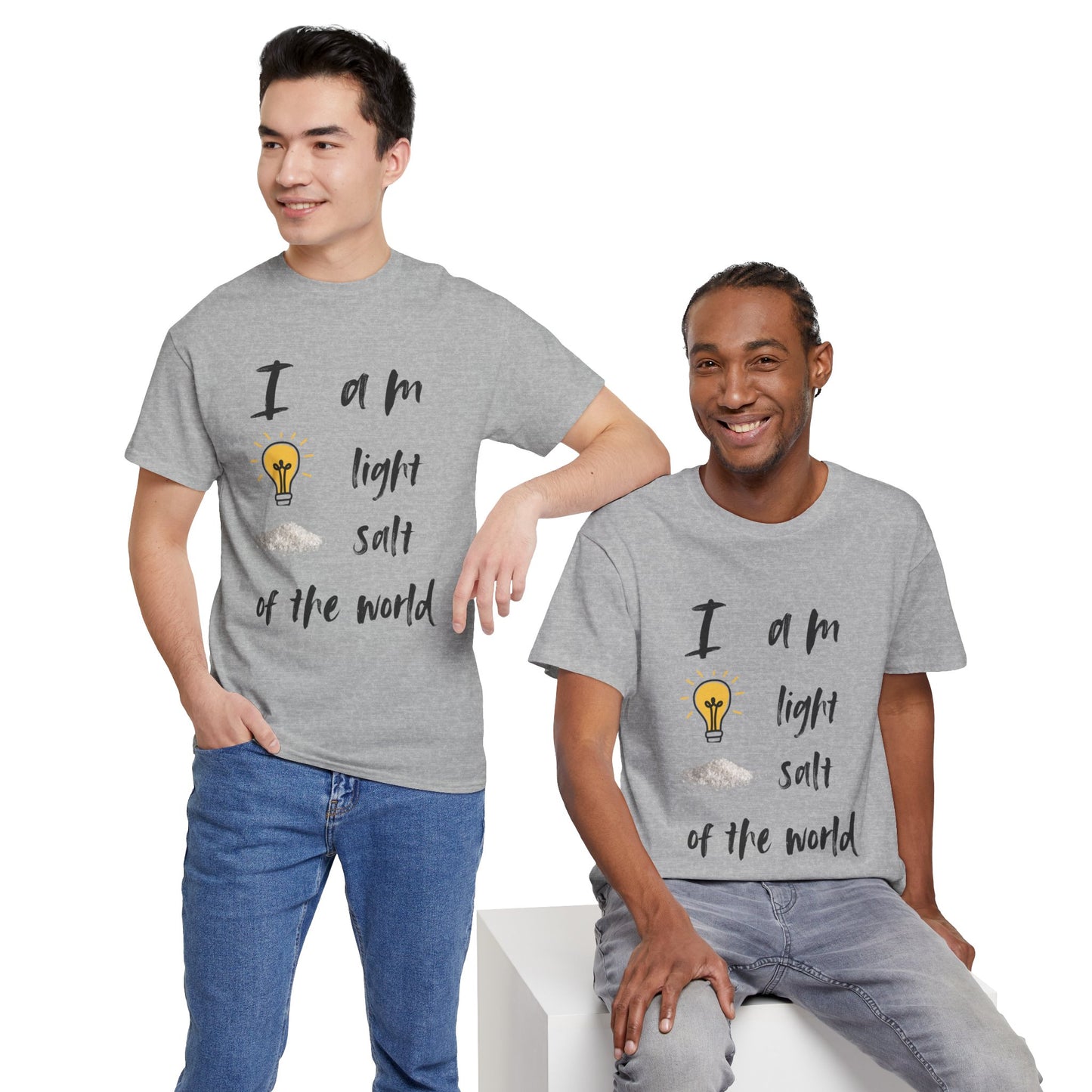 Inspirational Unisex Heavy Cotton Tee - "I Am Light, Salt of the World"