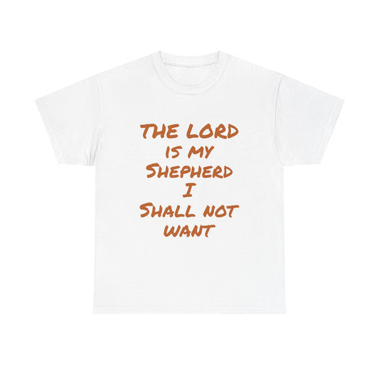 Unisex Heavy Cotton Tee, white, with comforting and affirming bible verses in the front and back.