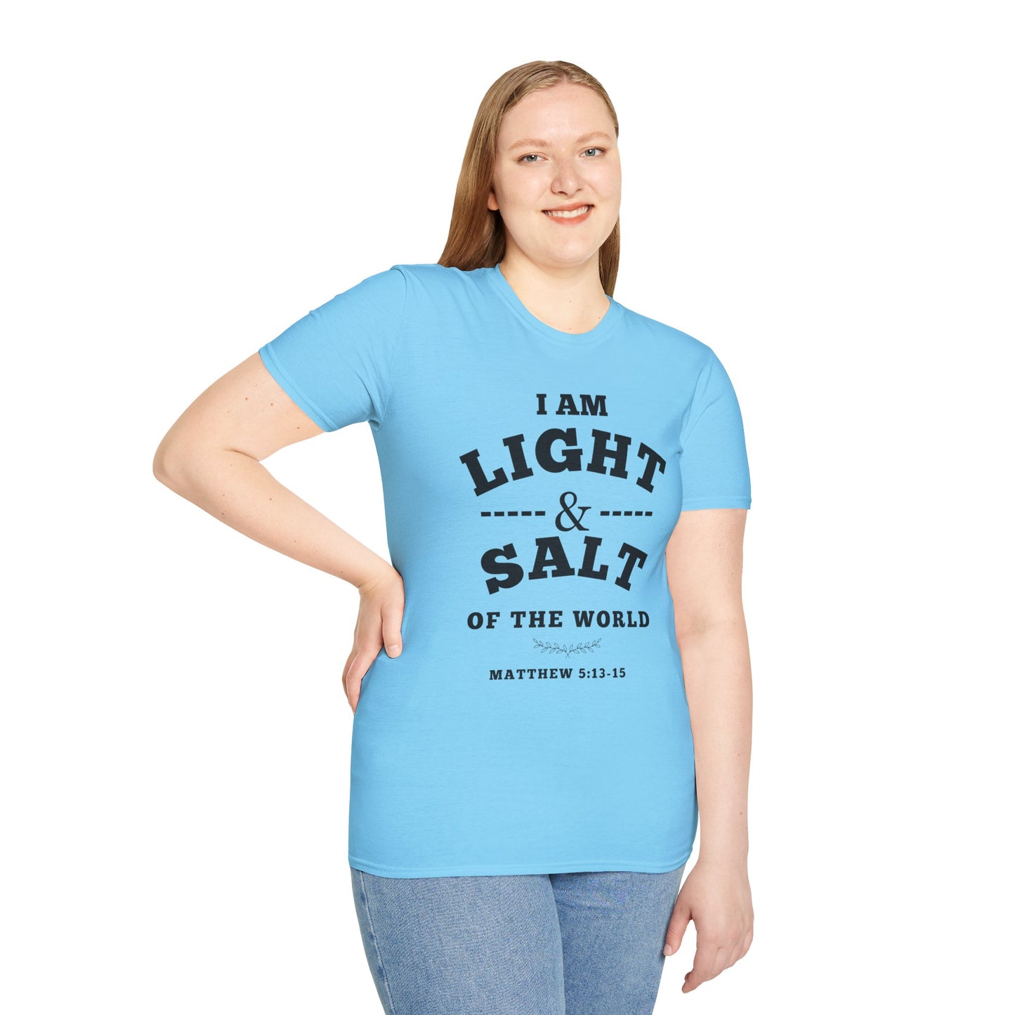 Inspirational Unisex Softstyle T-Shirt - 'I Am Light & Salt of the World'