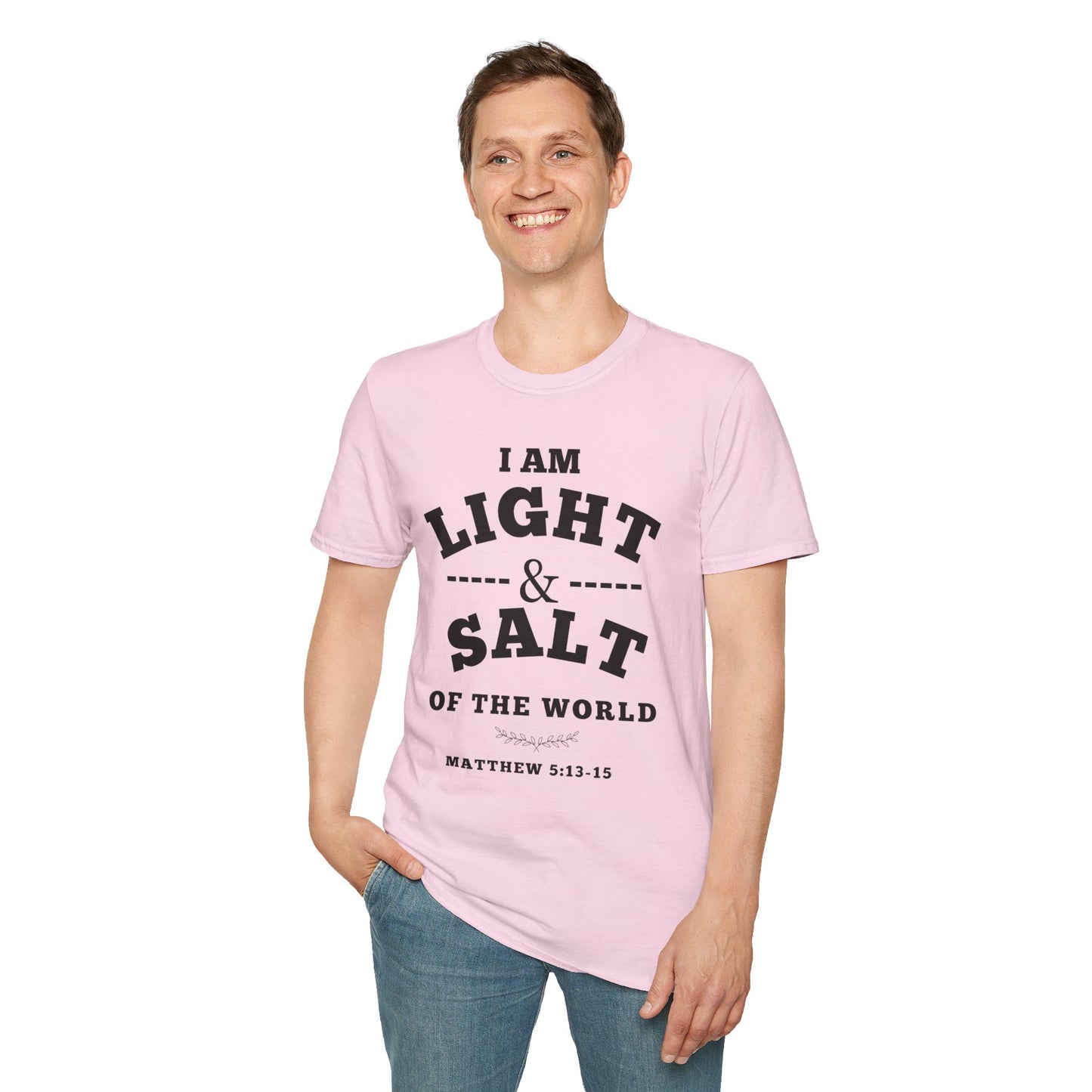 Inspirational Unisex Softstyle T-Shirt - 'I Am Light & Salt of the World'