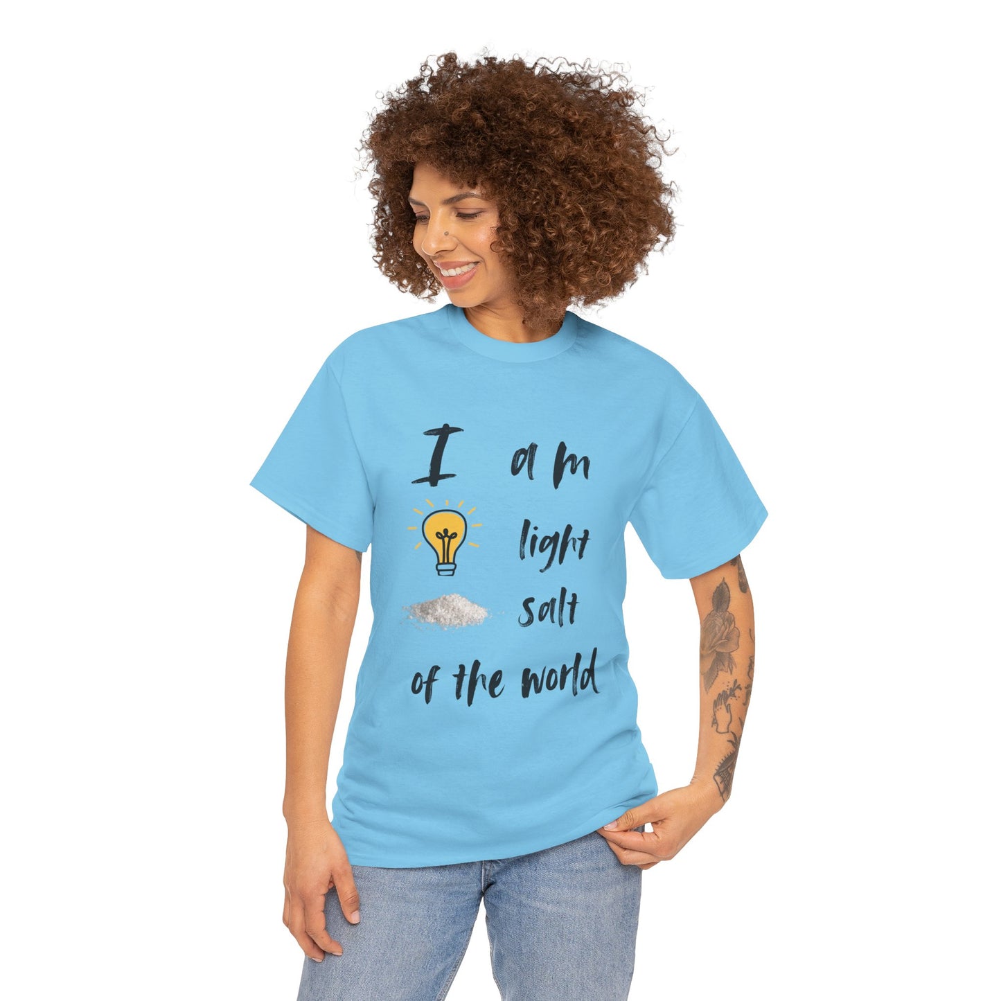 Inspirational Unisex Heavy Cotton Tee - "I Am Light, Salt of the World"