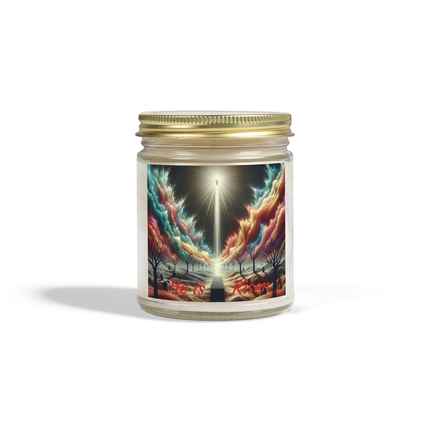 HE IS RISEN - SCENTED CANDLE, made from Coconut Apricot Wax, 4oz & 9oz