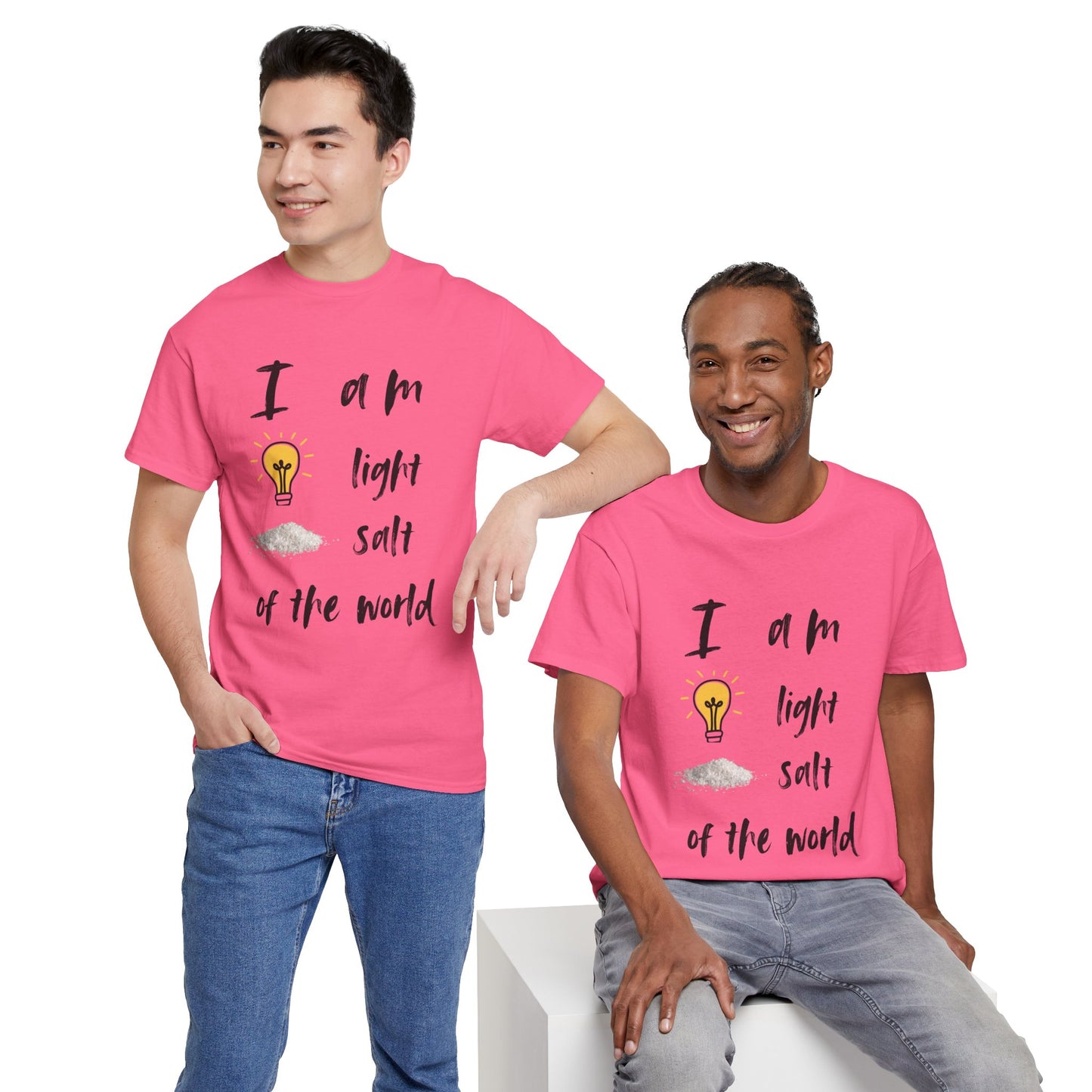 Inspirational Unisex Heavy Cotton Tee - "I Am Light, Salt of the World"