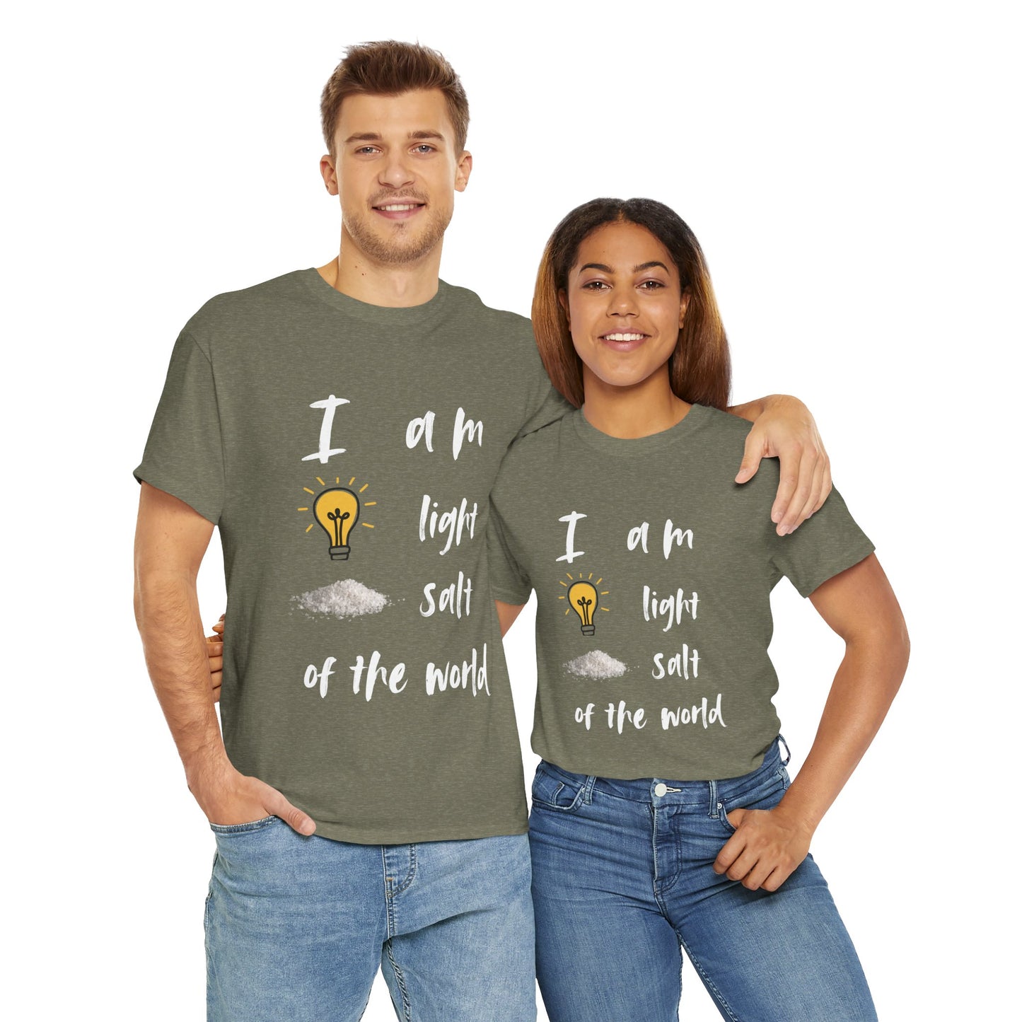 Inspirational Unisex Heavy Cotton Tee - I Am Light & Salt of the World