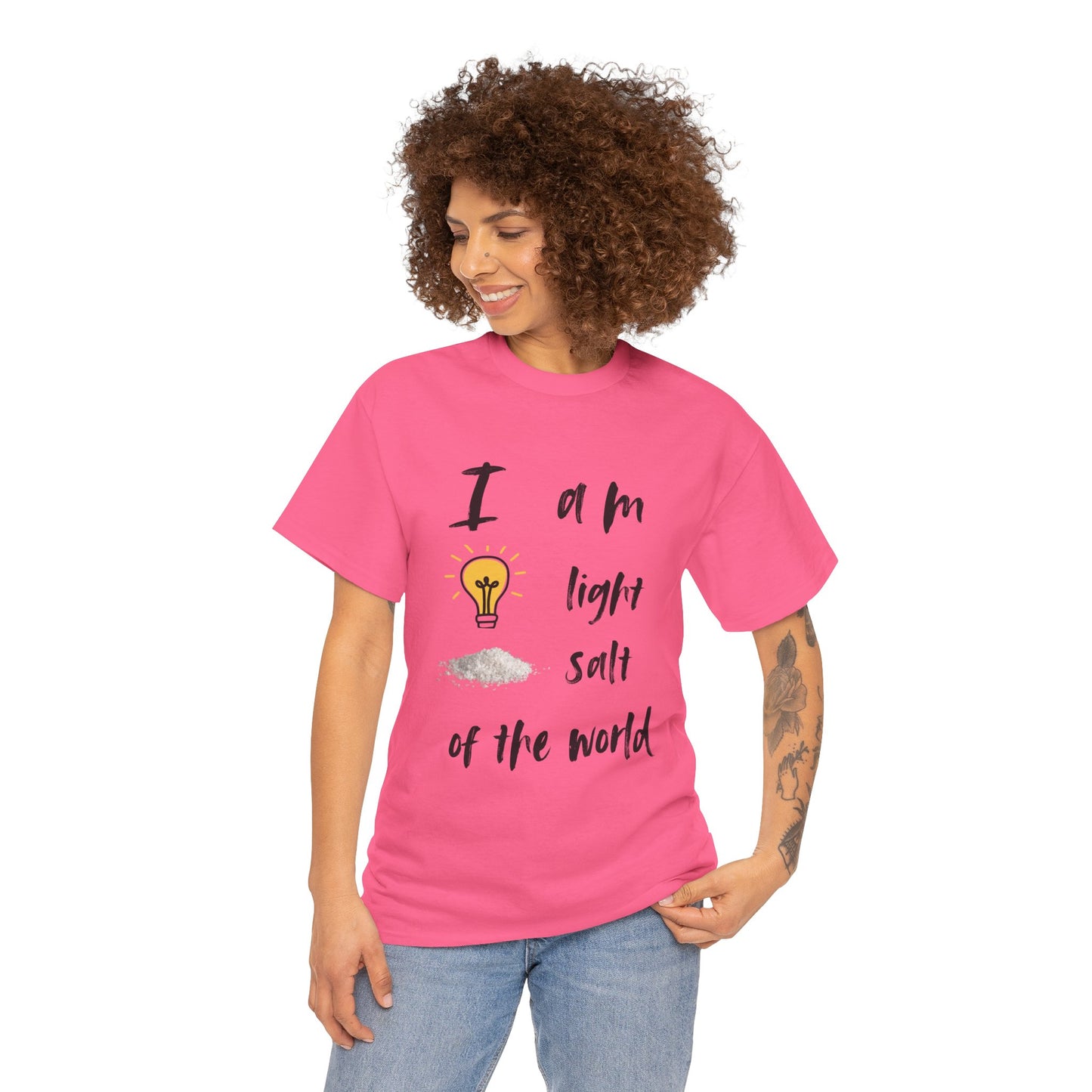 Inspirational Unisex Heavy Cotton Tee - "I Am Light, Salt of the World"