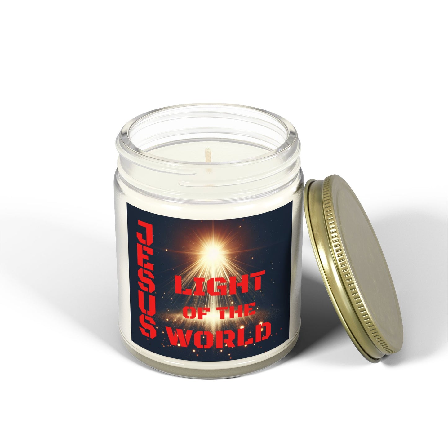 Fragrance your home with JESUS LIGHT OF THE WORLD - SCENTED CANDLE, made from Coconut Apricot Wax (4oz & 9oz)