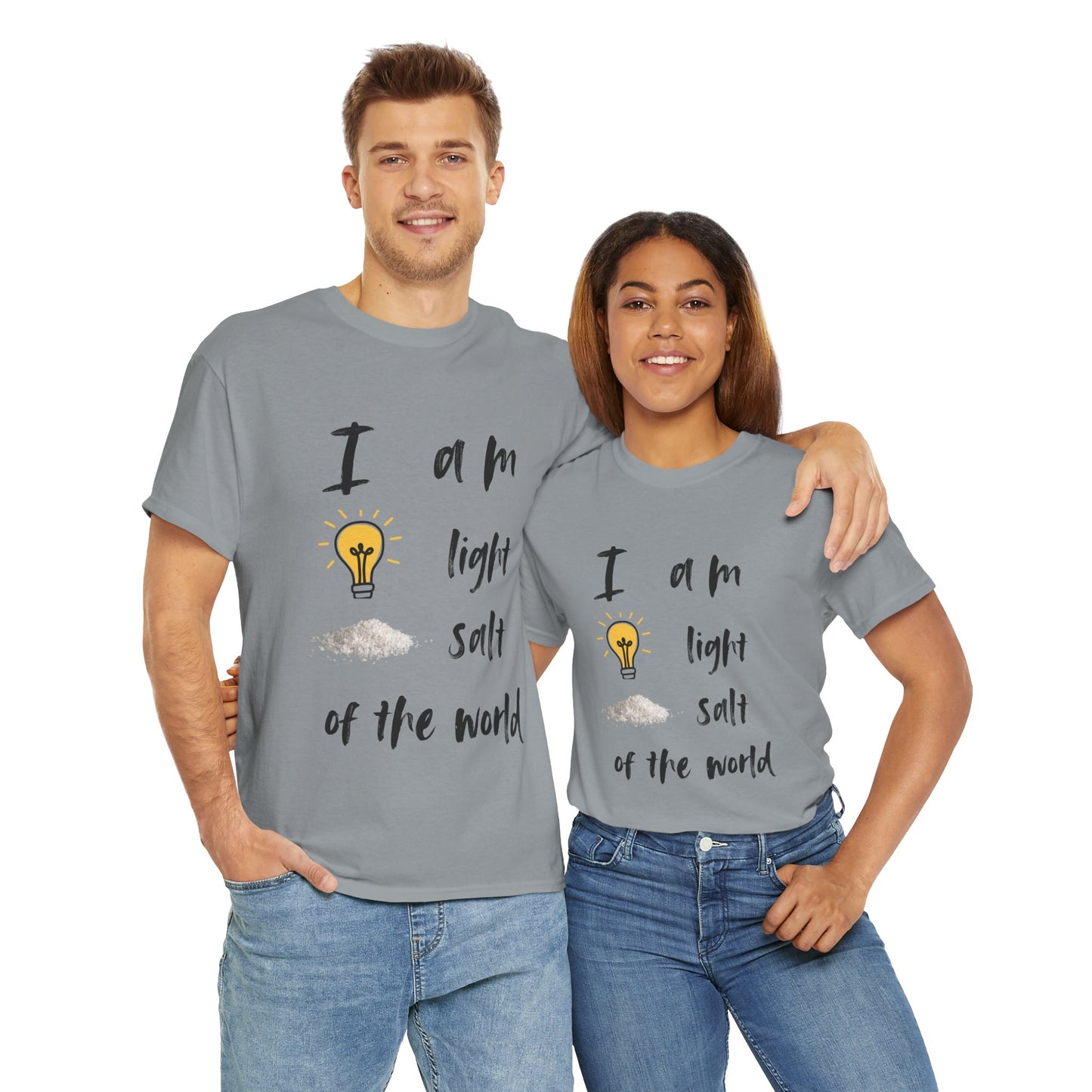 Inspirational Unisex Heavy Cotton Tee - "I Am Light, Salt of the World"