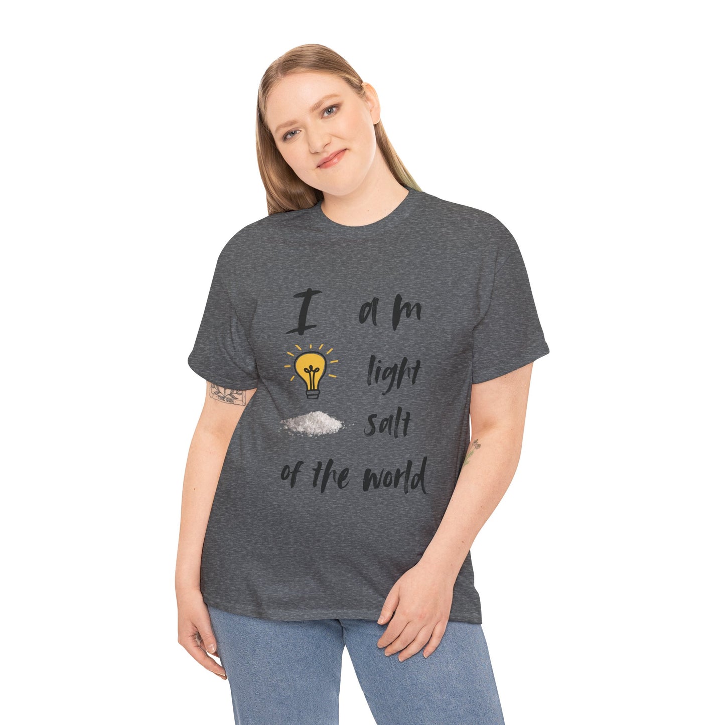 Inspirational Unisex Heavy Cotton Tee - "I Am Light, Salt of the World"