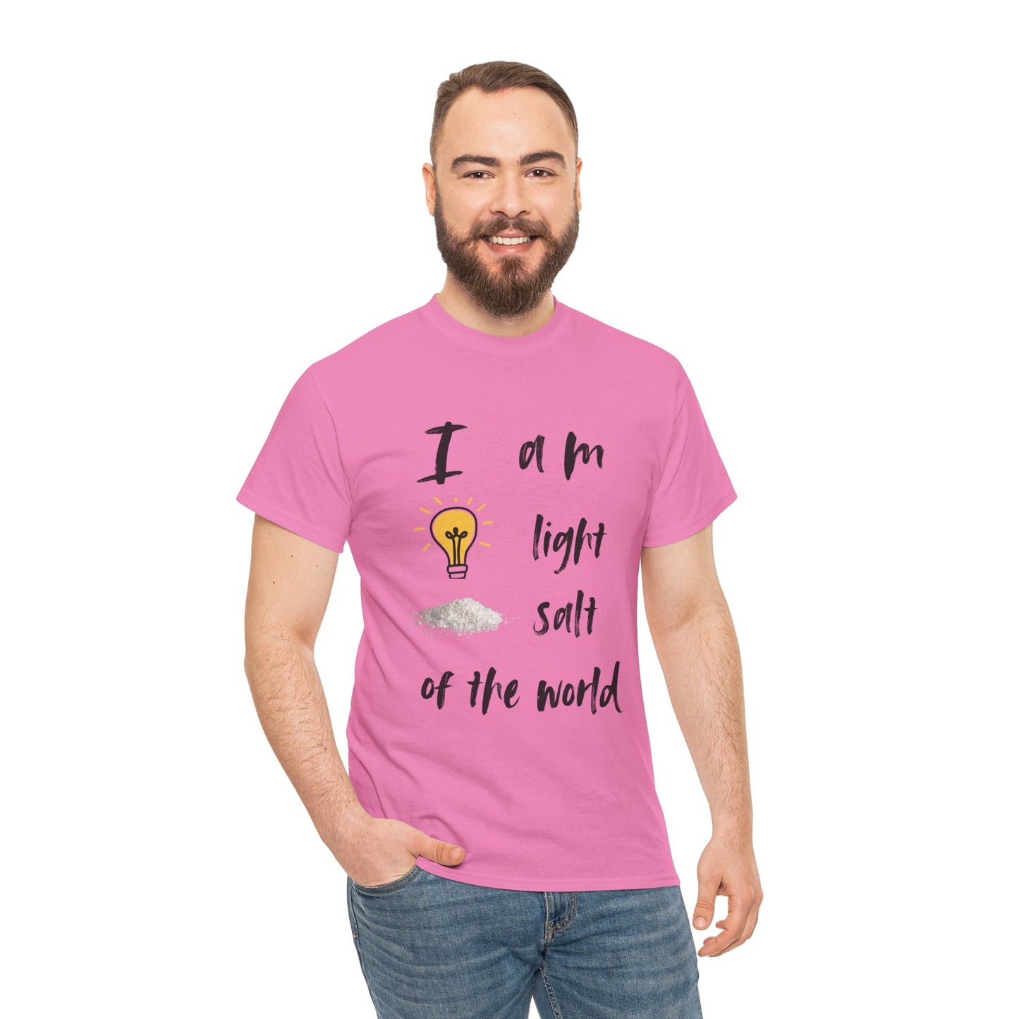 Inspirational Unisex Heavy Cotton Tee - "I Am Light, Salt of the World"