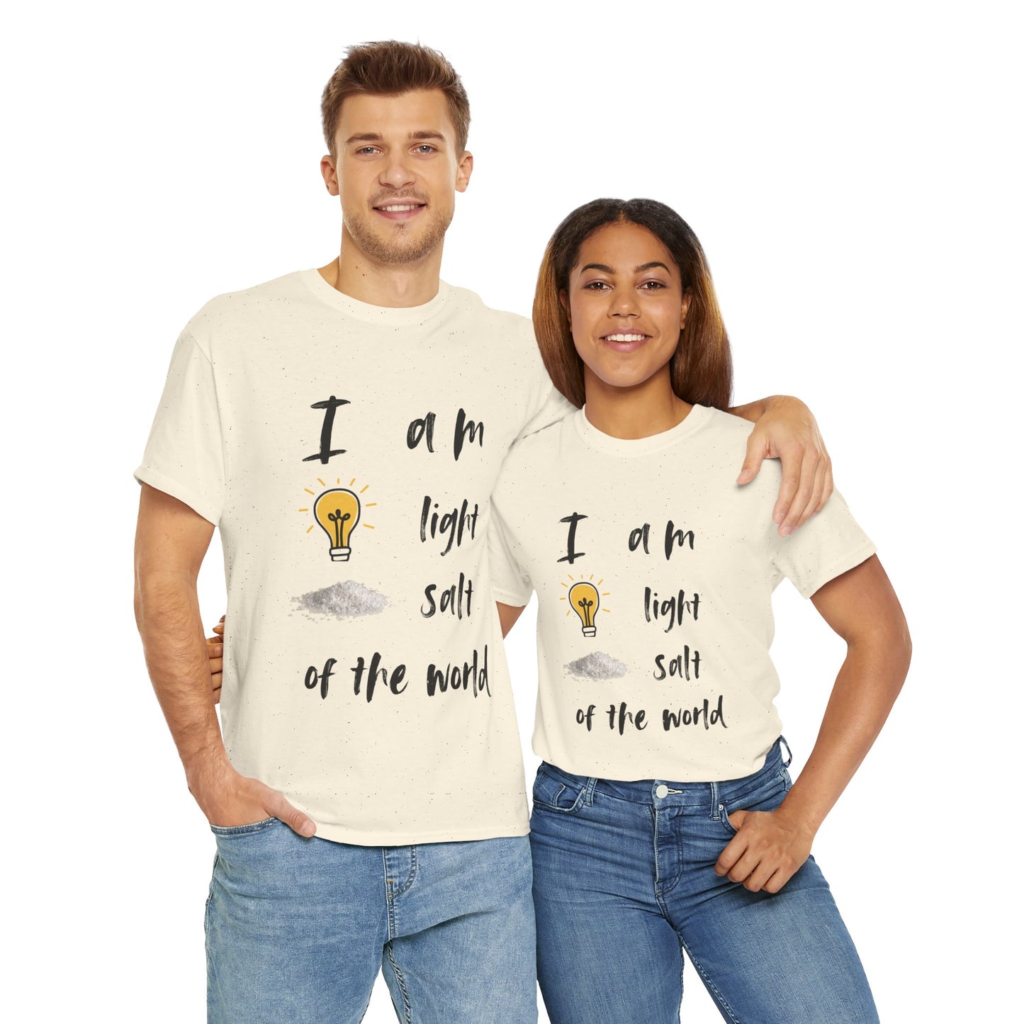 Inspirational Unisex Heavy Cotton Tee - "I Am Light, Salt of the World"