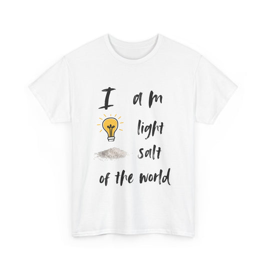 Inspirational Unisex Heavy Cotton Tee - "I Am Light, Salt of the World"