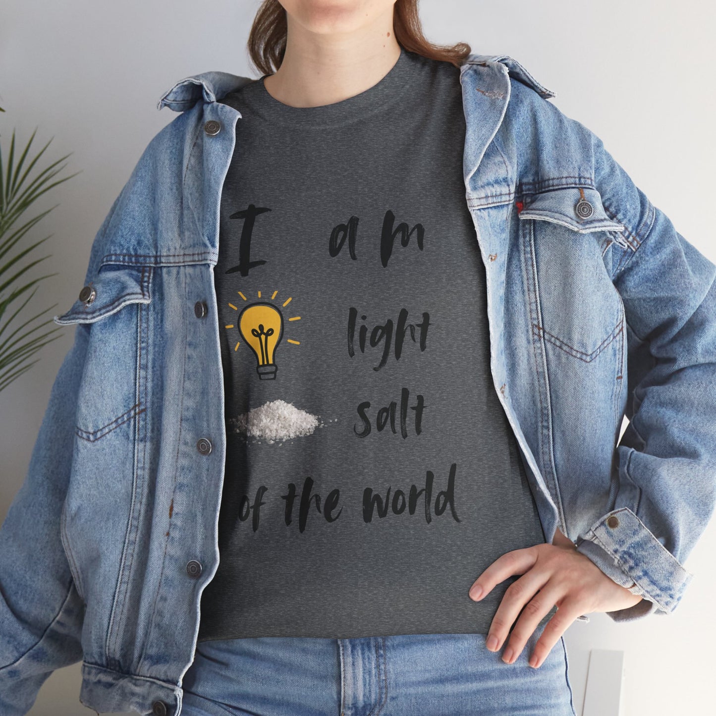 Inspirational Unisex Heavy Cotton Tee - "I Am Light, Salt of the World"