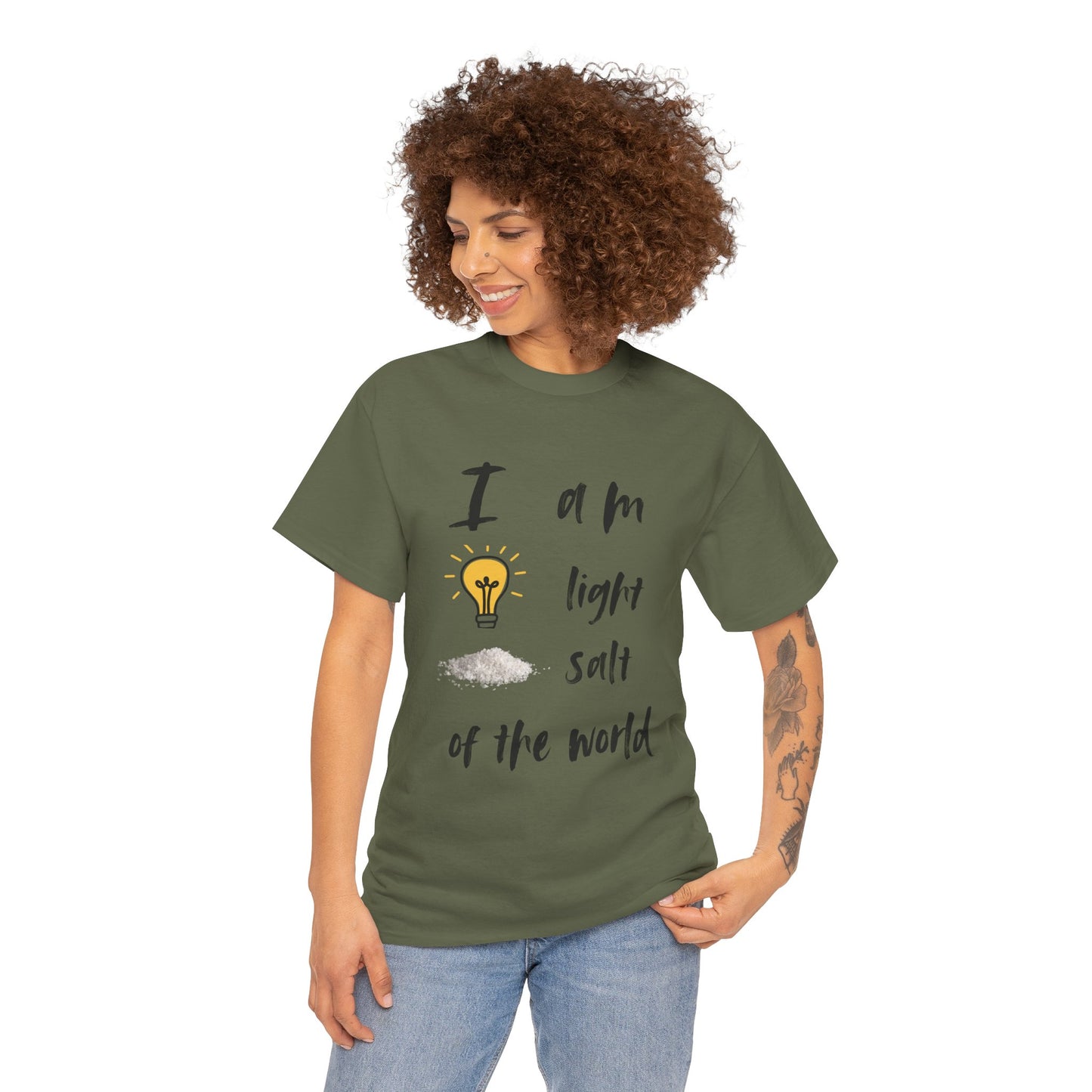 Inspirational Unisex Heavy Cotton Tee - "I Am Light, Salt of the World"