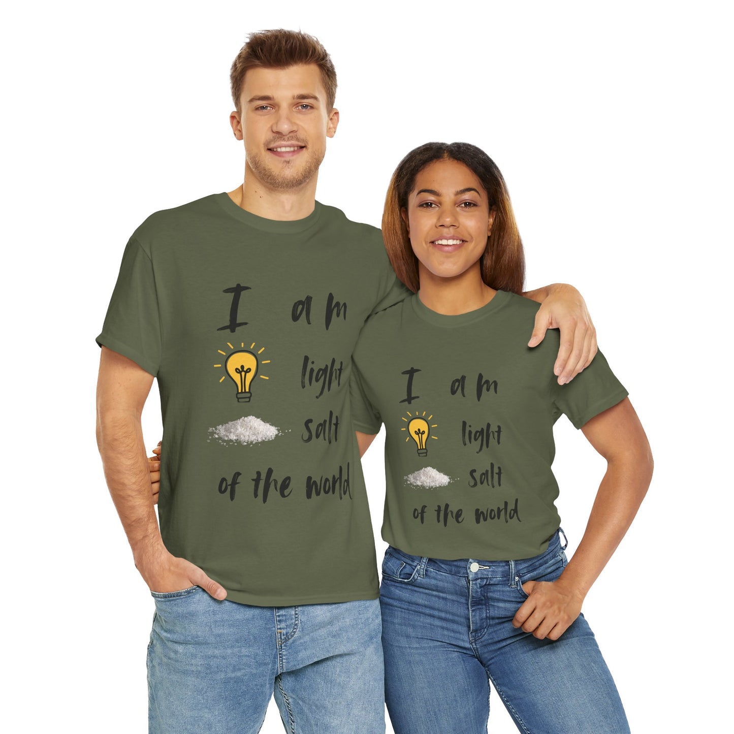 Inspirational Unisex Heavy Cotton Tee - "I Am Light, Salt of the World"