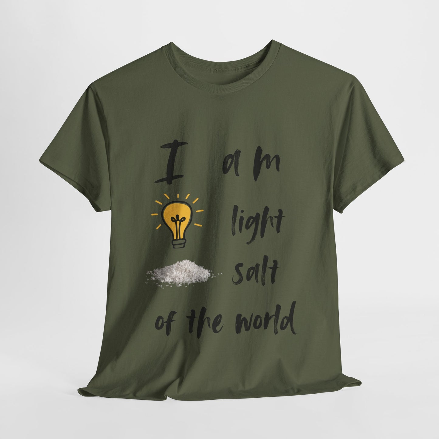 Inspirational Unisex Heavy Cotton Tee - "I Am Light, Salt of the World"