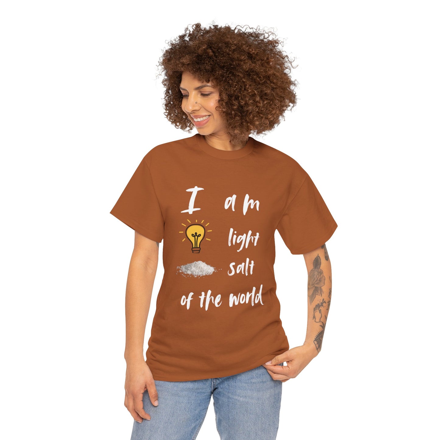 Inspirational Unisex Heavy Cotton Tee - I Am Light & Salt of the World