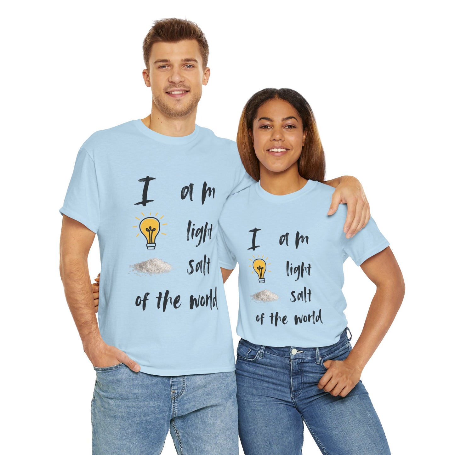 Inspirational Unisex Heavy Cotton Tee - "I Am Light, Salt of the World"